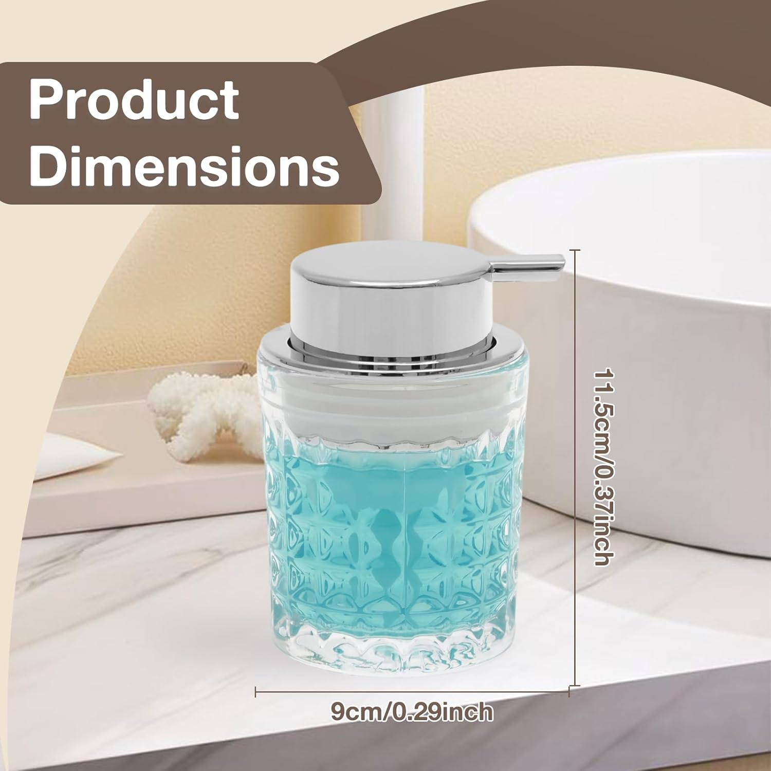 DJAPWPX Foaming Soap Dispenser with Metal Pump 200Ml Refillable Foaming Hand Soap Dispenser with Wide Opening for Kitchen Bathroom Washroom (1)