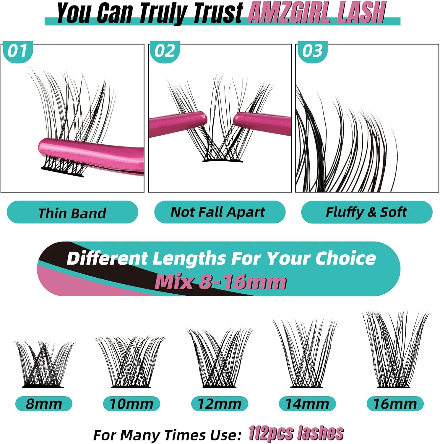 Lash Clusters Diy Eyelash Extensions Individual Lashes Cluster Wispy D Curl Eyelashes Extension Clusters Fluffy Natural 112Pcs False Lashes(V&R,D-Mix)