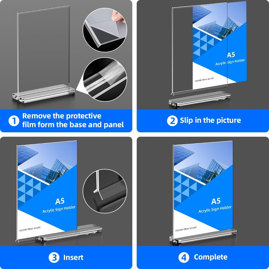 Futrue-Wolker Stand A5, 6 Pieces Acrylic Table Stand, A5 Flyer Stand, Price Tags, Brochure Stand, Table Stand for Brochures, Menu Card, Advertising image number 6
