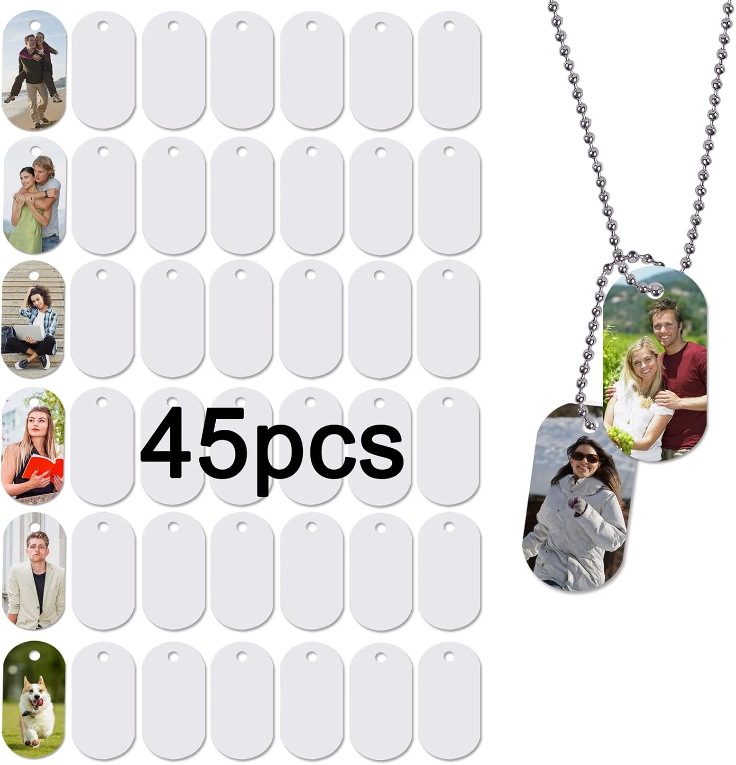 Sublimation Blank Dog Tag Aluminum White Sublimation Stamping Tag Pendants Double Sided Blank Stamping Metal Tags image number 1