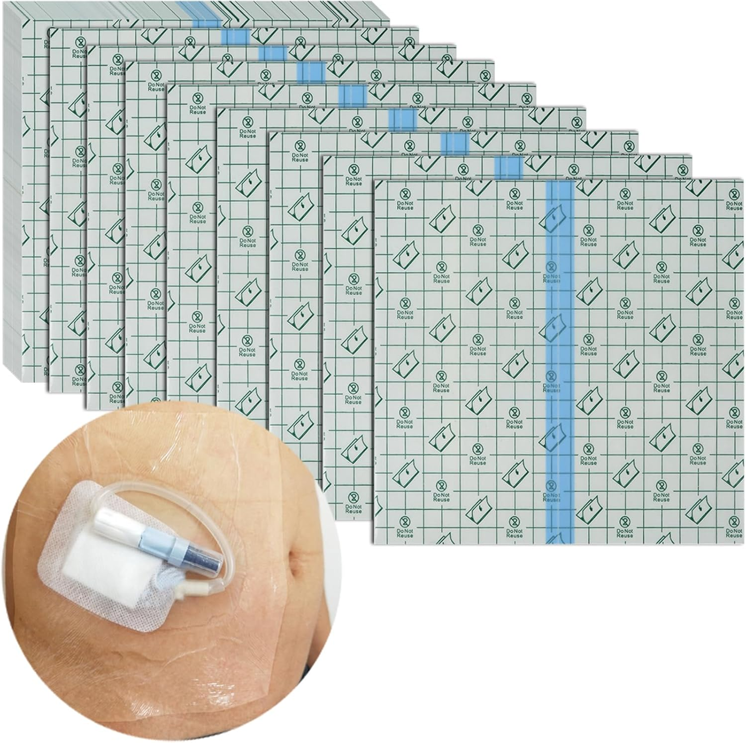 6"X6" Peritoneal Dialysis Catheter Ostomy Shower Cover Waterproof Shield Central Line, G Tubes Feeding/J Transparent Wound Protector Chest Port, 50PCS