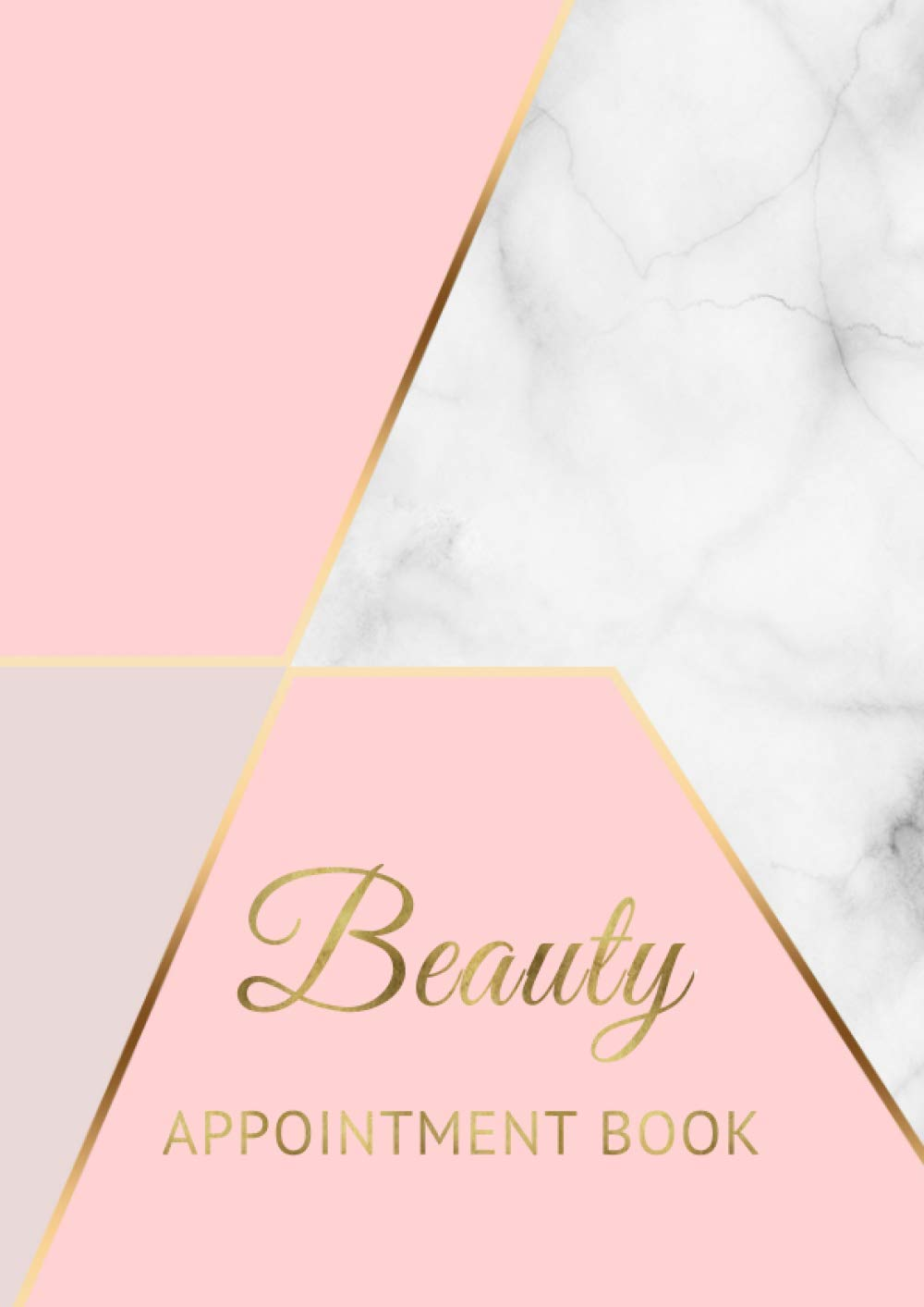 Beauty Appointment Book: A4 Large, Appointment Notebook for Hairdressing, Salons, Hair Stylist, Schedule Organizer, 15 Minute Increments | Pink & White Marble Gold Theme image number 1
