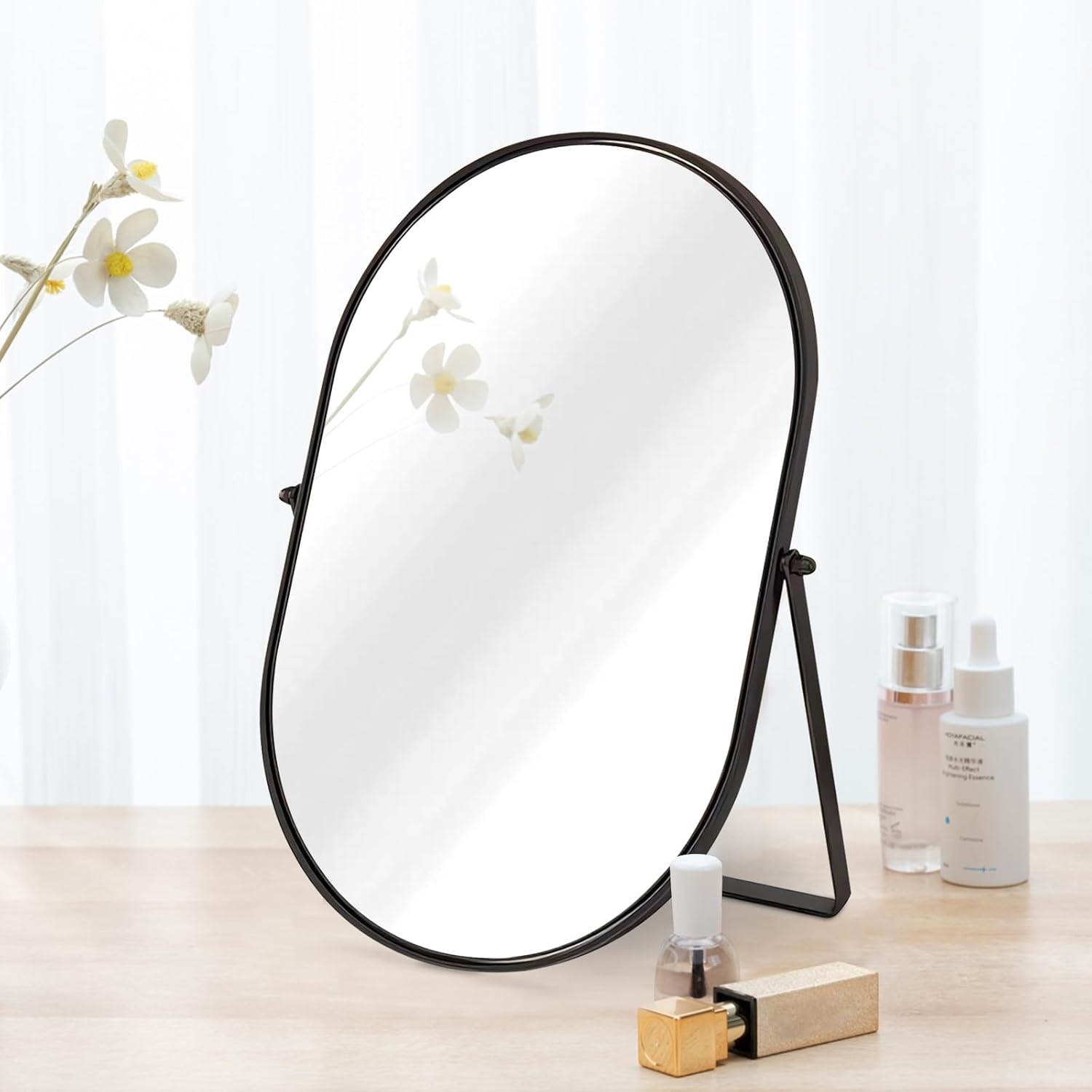 Numjeg Makeup Mirror Portable Vanity Tabletop Mirrors with Metal Frame Desk Table Mirror with 90&deg;Adjust Rotate Good for Bedroom Bathroom Dressing Room