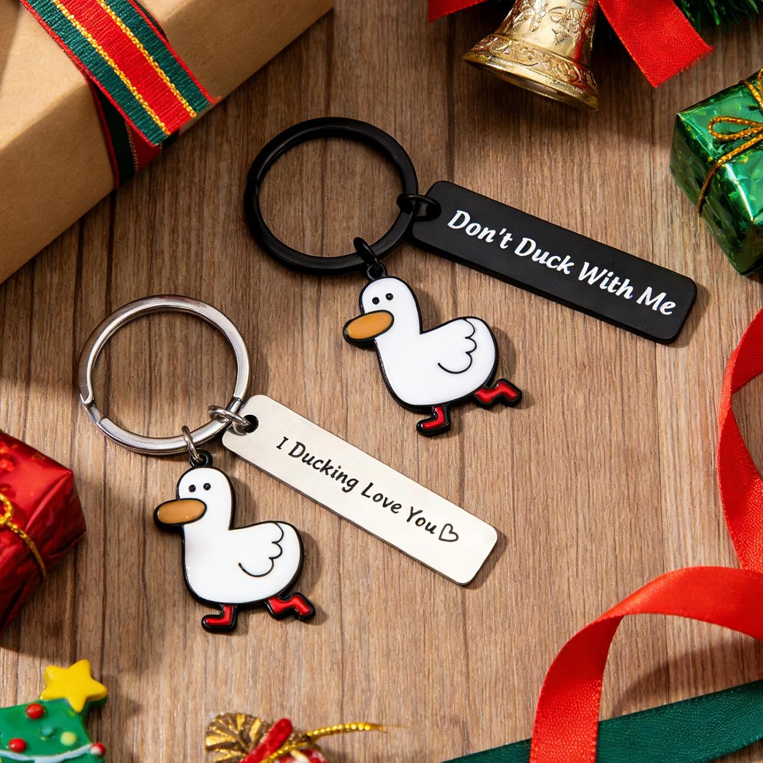 Penitue 2Pcs I Ducking Love You Keychain, Cute Metal Duck Keychain for Couples Boyfriend Girlfriend Christmas Birthday Anniversary image number 6