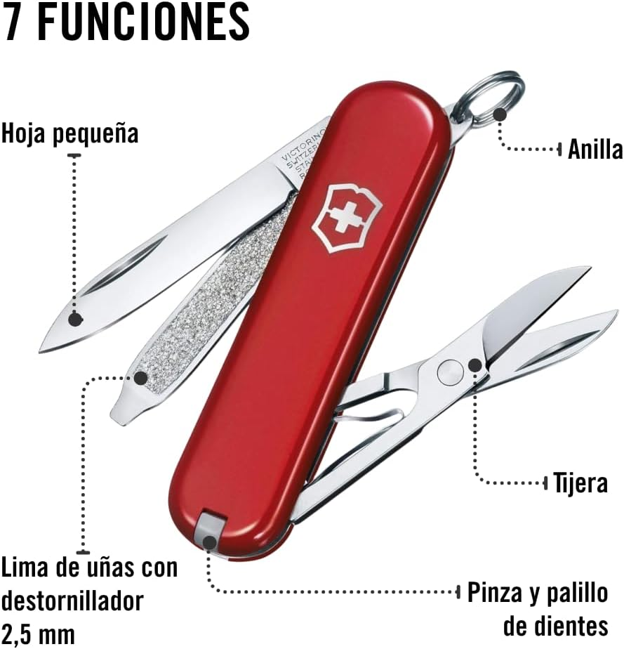 Victorinox Swiss Army Pocket Knife Classic SD with 7 Functions, Red, Blister Pack Packaging - Black image number 4