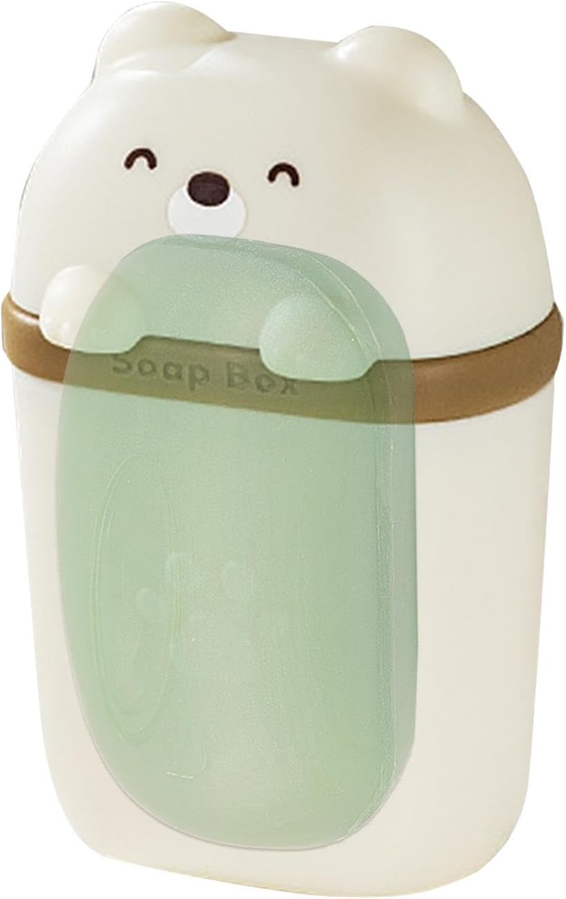 Shampoo Bar Holder Travel Case | Cute Bear Shape Body Wash Bar Container | Cute Bear Shape Cleaning Bar Container with Draining for Bathroom