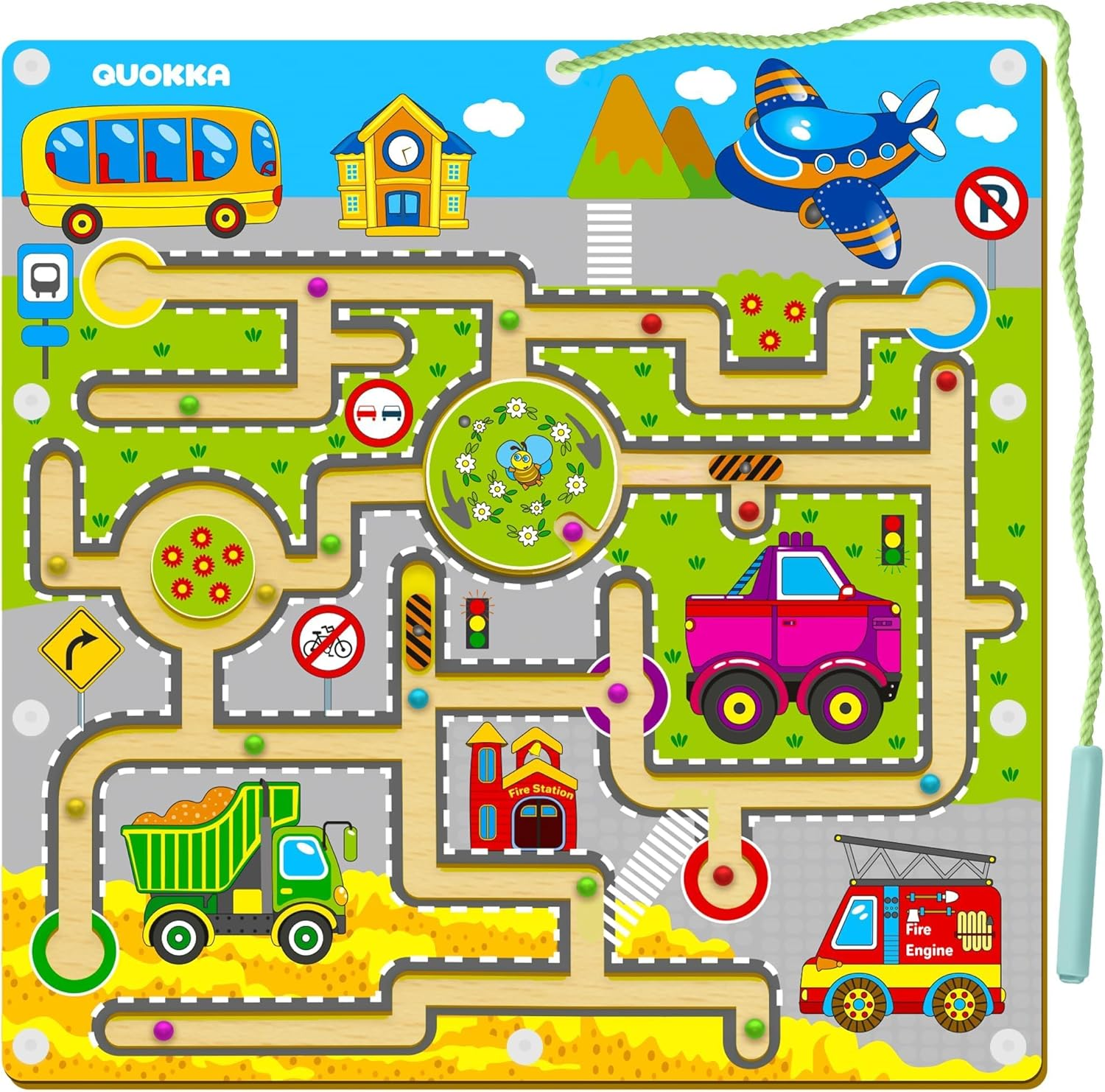 QUOKKA Learning Wood Maze Games for Kids Ages 3-5- VER.2 Improved - Nice Educational Car Activities for Kids Ages 2-4 - Preschool Developmental Wooden Toys image number 2