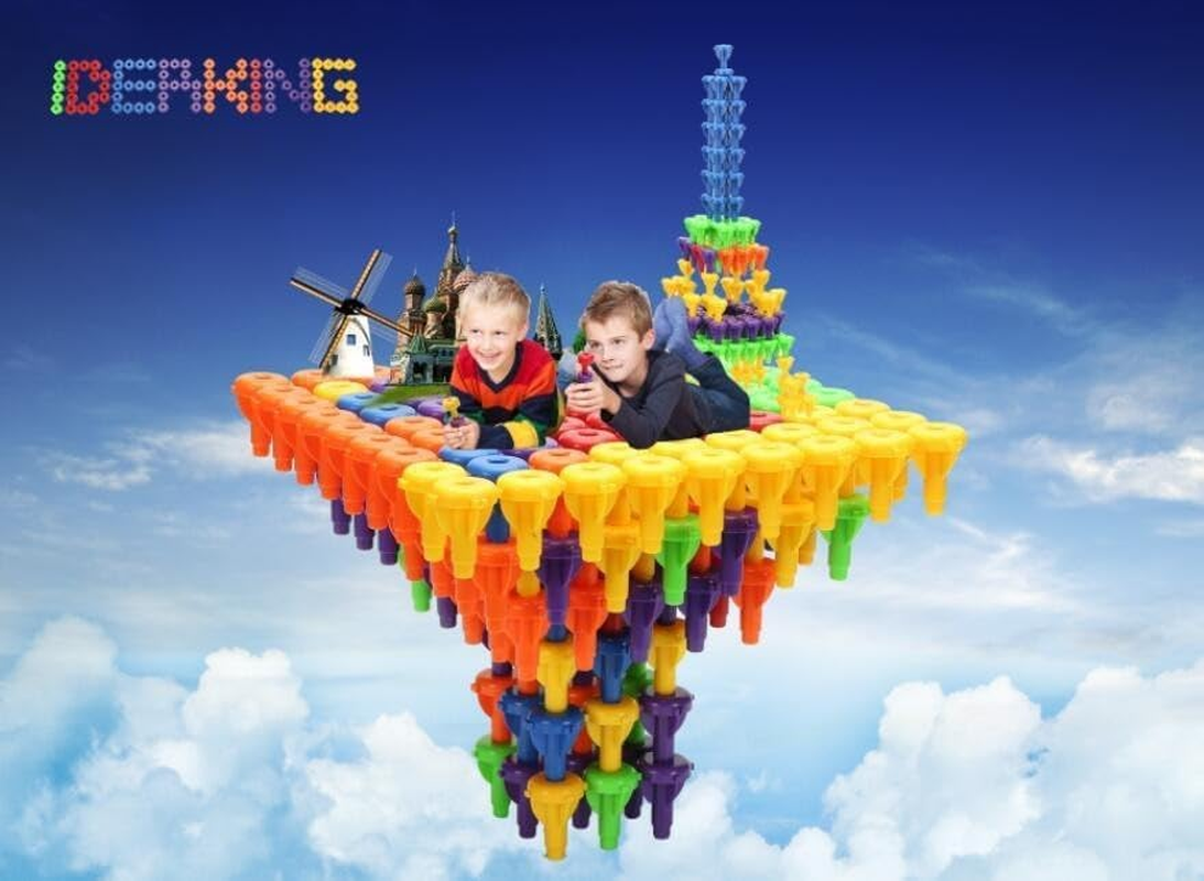 Pegs Set Toys, Brain Building Set Construction Toys, 96PCS DIY Stacking Toys, Motor Skills Toys, STEM Educational Kids Toy, Montessori Sensory Toy, for Boys and Girls 3 4 5 6 7 Years Old image number 6