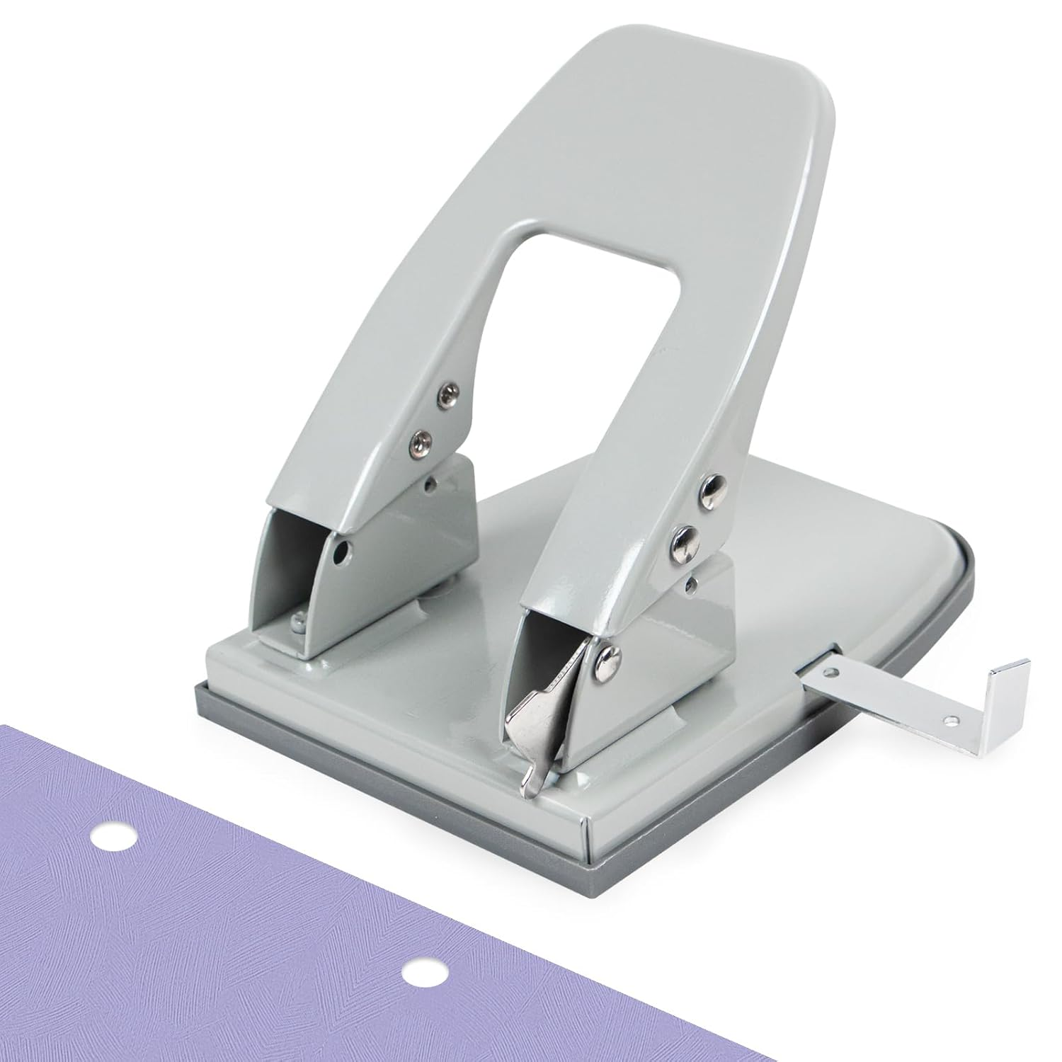 Hole Punches, 2 Hole Punch, Adjustable Two Hole Punch, Heavy Duty 2-Hole Punches, 30 Sheet Capacity Holepuncher, Metal Paper Puncher, Locking Handle image number 6