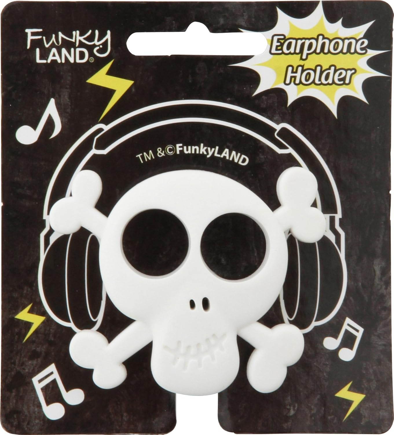 Fuji Boeki 23361 Earphone Holder, Skull, White