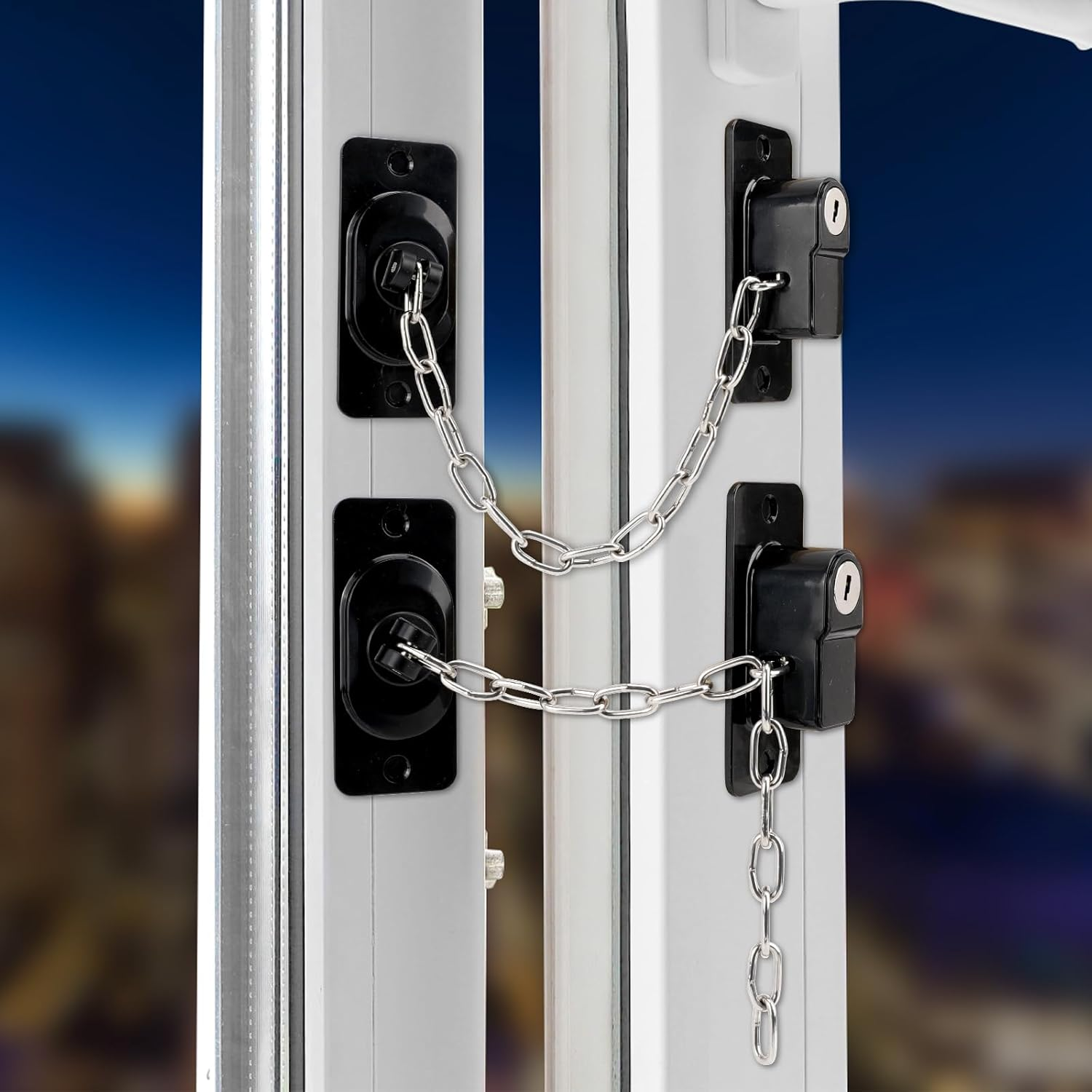 2 Pack Window Restrictor Child Safety Locks for UPVC and Wooden Windows, Newbinn Adjustable Window Safety Locks for Child Pets Cat Safety, No Drilling Fridge Refrigerator Locks with Keys, Black - Black - Window Locks With Keys image number 4