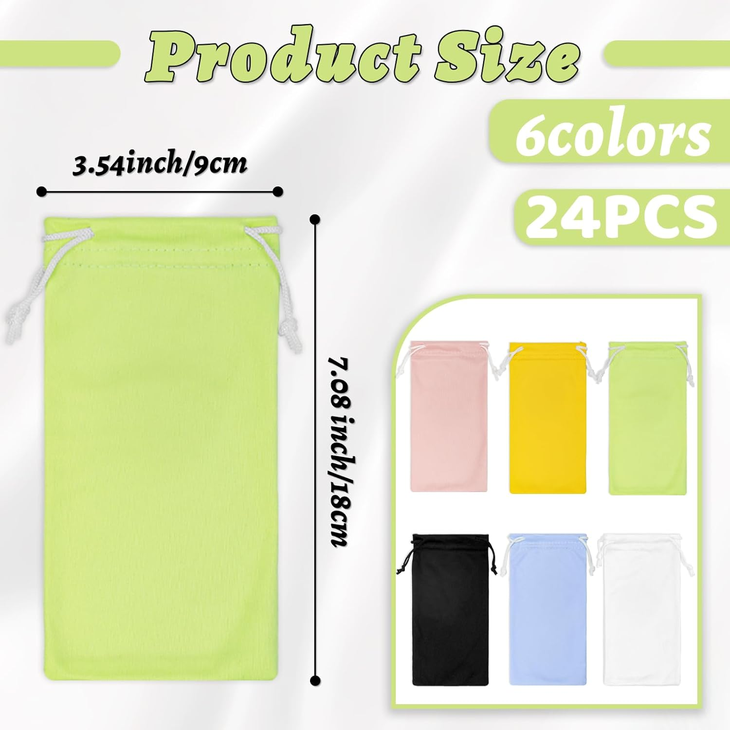 GTILE 24 PCS Colorful Microfiber Glasses Pouch, Soft Sunglasses Pouch, Portable Drawstring Pouch, Eyeglass Pouch Women Men image number 6