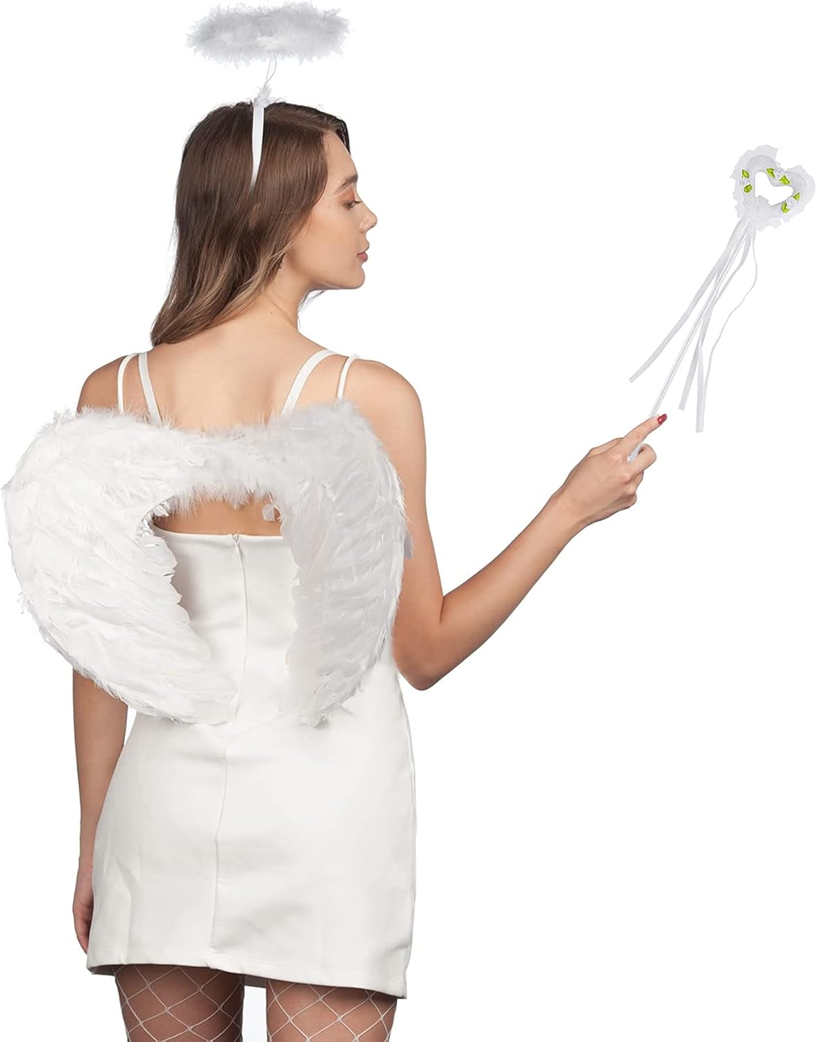 Angel Wings White, Angel Costume Women'S with Halo and Wand, Angel Wings, Costume Angel, White Wings Girls, Angel Wings Decoration, Feather Wings Angel, Angel Wings Costume image number 5