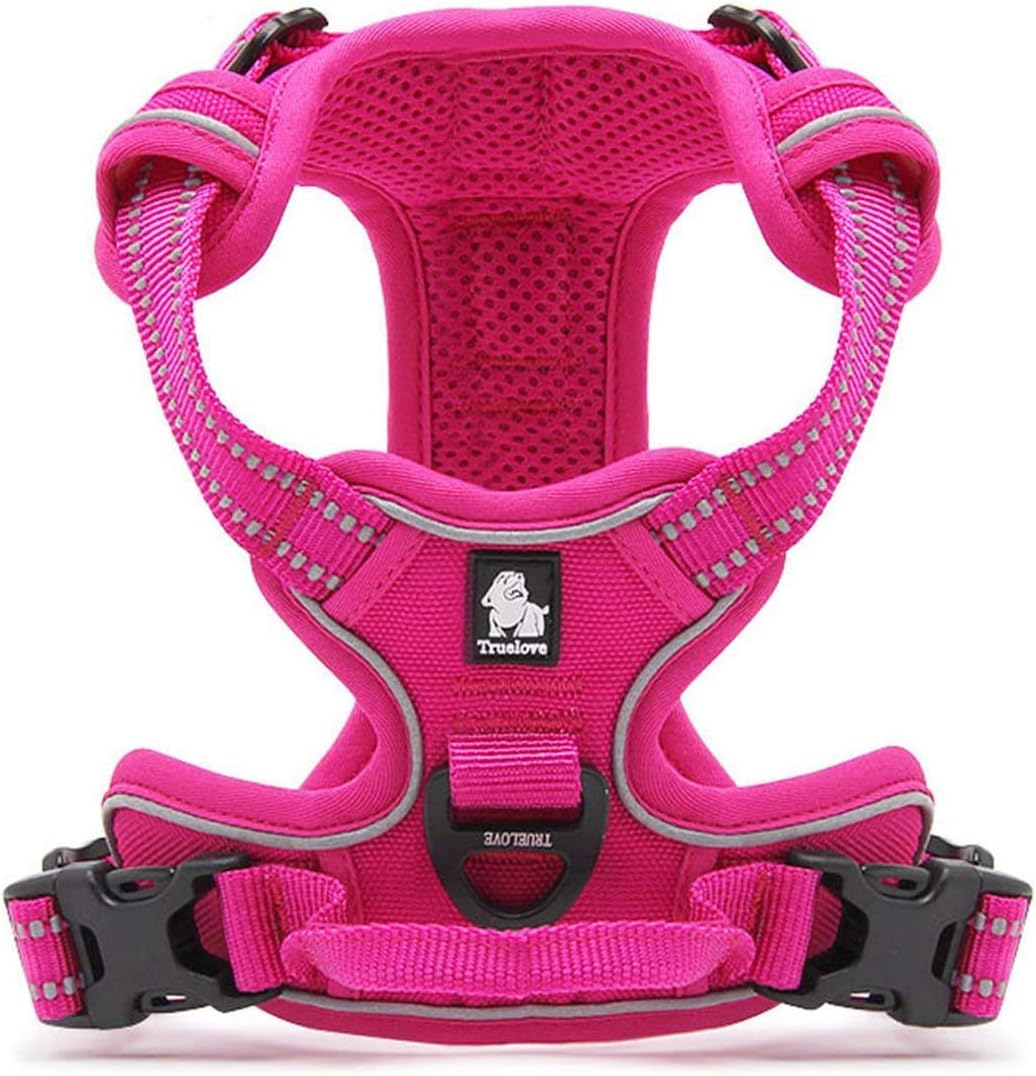 Truelove Dog Harness TLH5651 No-Pull Reflective Stitching Ensure Night Visibility, Outdoor Adventure Big Dog Harness Perfect Match Puppy Vest (S, Fushcia) image number 5