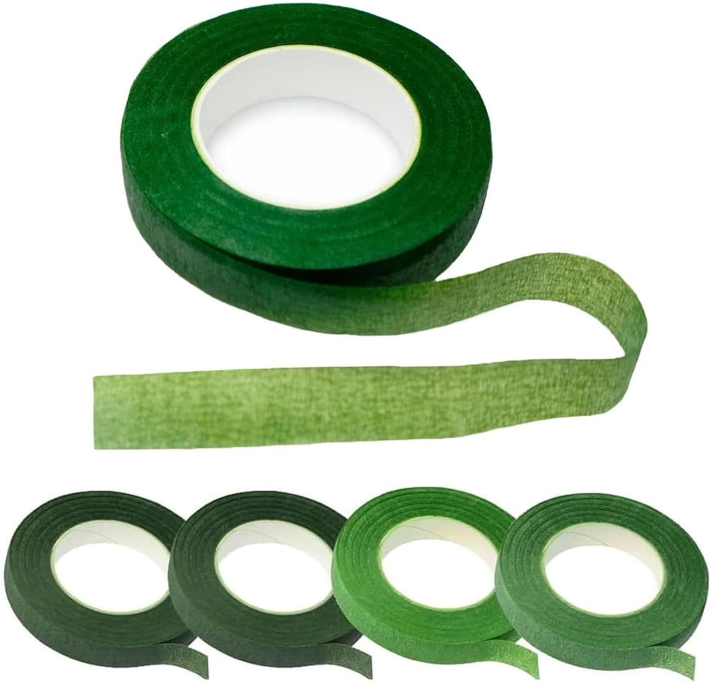 4-Rolls Bouquet Stem Wrapping Tape,4 Pieces of Floral Tape Different Shades of Green,For Stem Wrap DIY Floral Crafts, Wedding Bouquet(30 Yards) image number 3