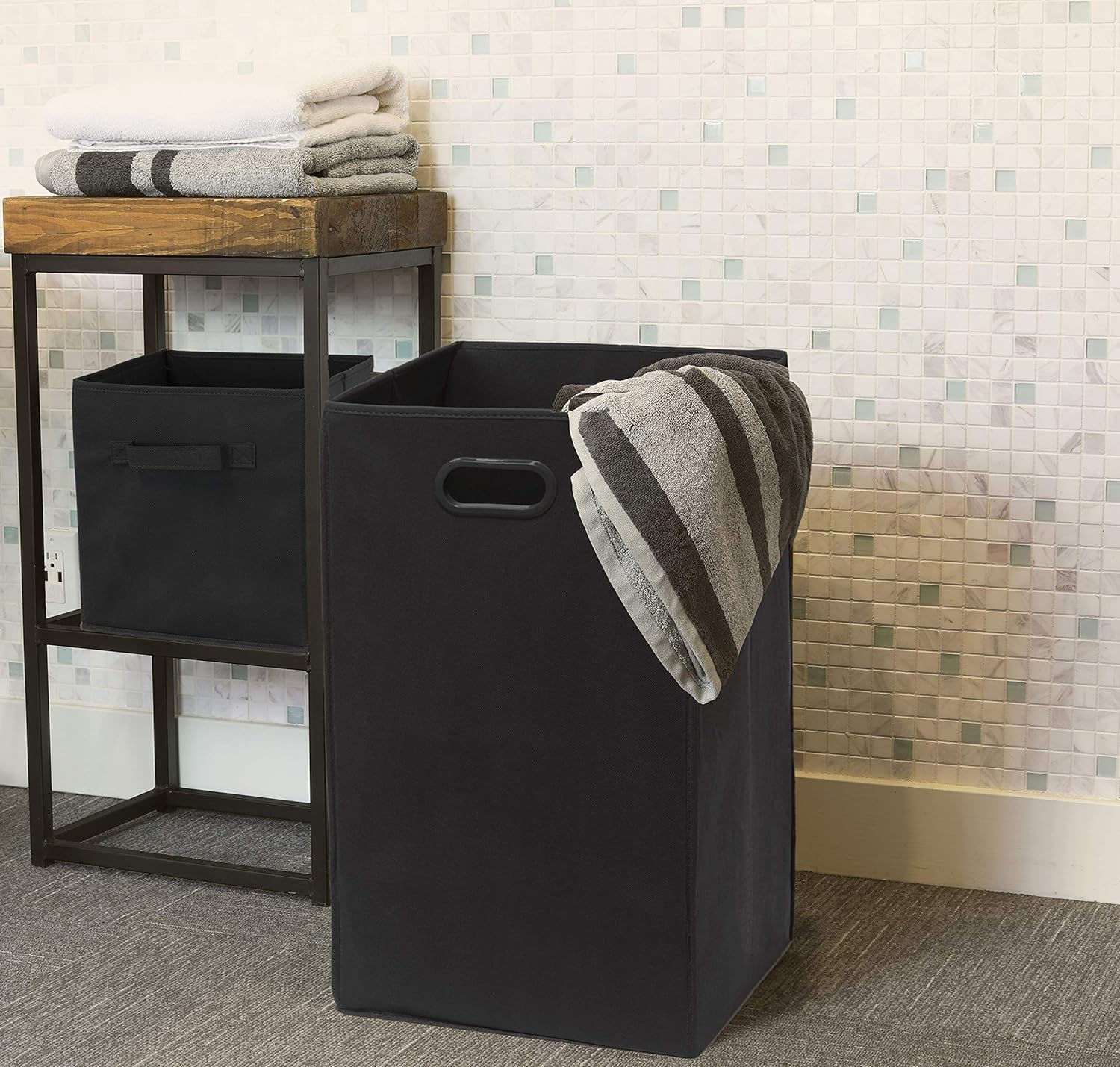Simplehouseware Foldable Closet Laundry Hamper Basket, Black