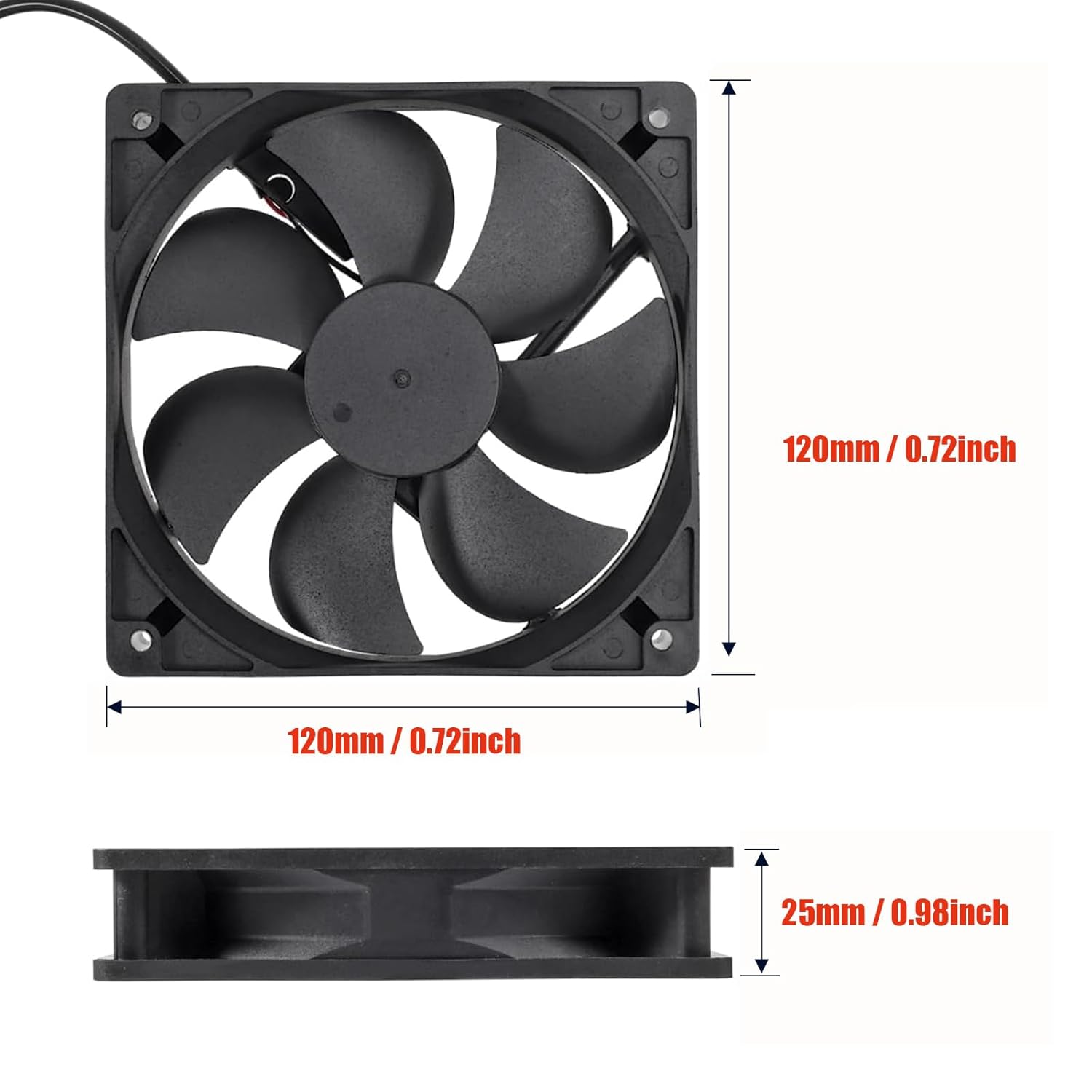 DIANN 2Pcs 120Mm 5V USB Computer PC Fan, 120X25Mm, Perfect for Desktop, Laptop, Refrigerator, Power Inverter, Server image number 4