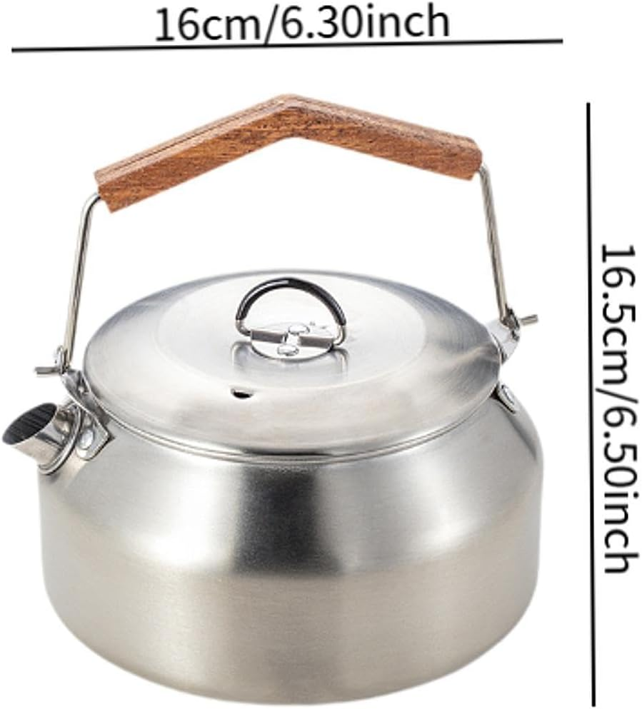 Eigell Portable Camping Kettle for Outdoor Use, Water Coffee Pot and Teapot, Silver - Green image number 7