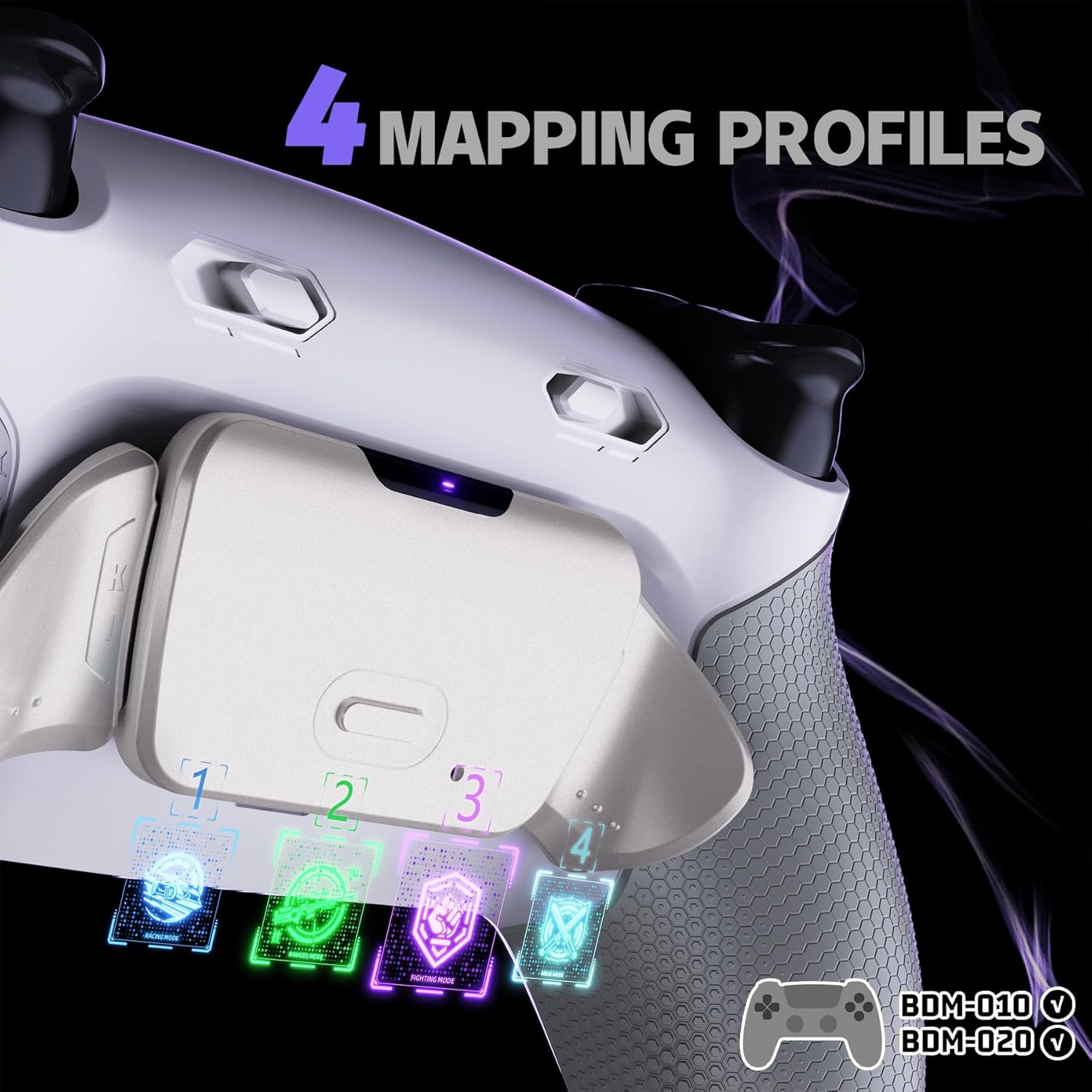 Extremerate Rise plus MAX RMB Back Paddles Kit with Clicky Trigger Stops & Rubberized Grip for PS5 Controller BDM-010 020, Remappable Real Metal Back Buttons Kit for PS5 Controller &ndash; White Gray - White Gray image number 6