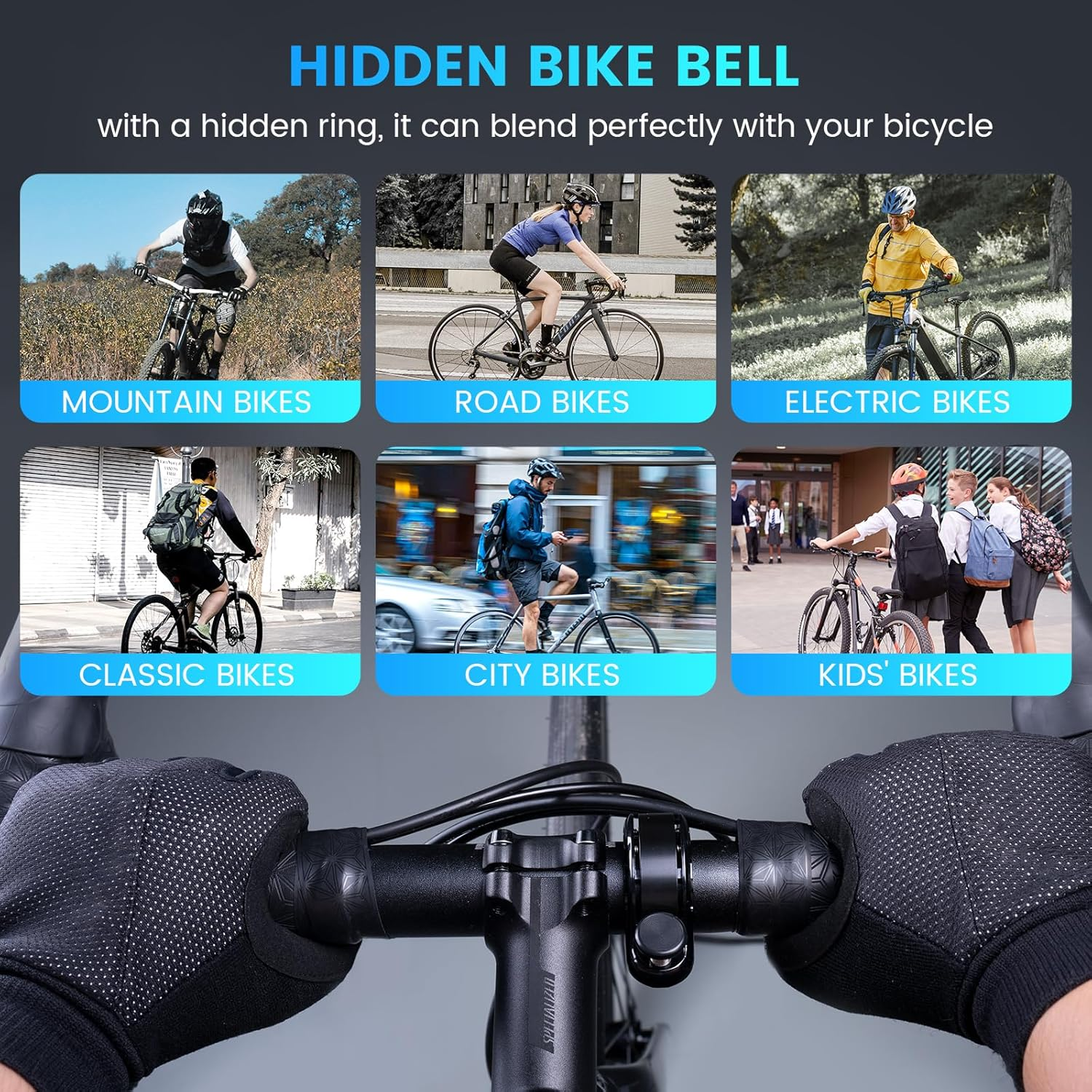 RAVEMEN Q1 Bike Bell - Hidden Design, Lightweight, High Volume, Clear Sound, Aluminum Alloy, Compatible with Mountain Bike, and Cross Bike, Fits Handlebar Inner Diameter 22-31.8Mm image number 3