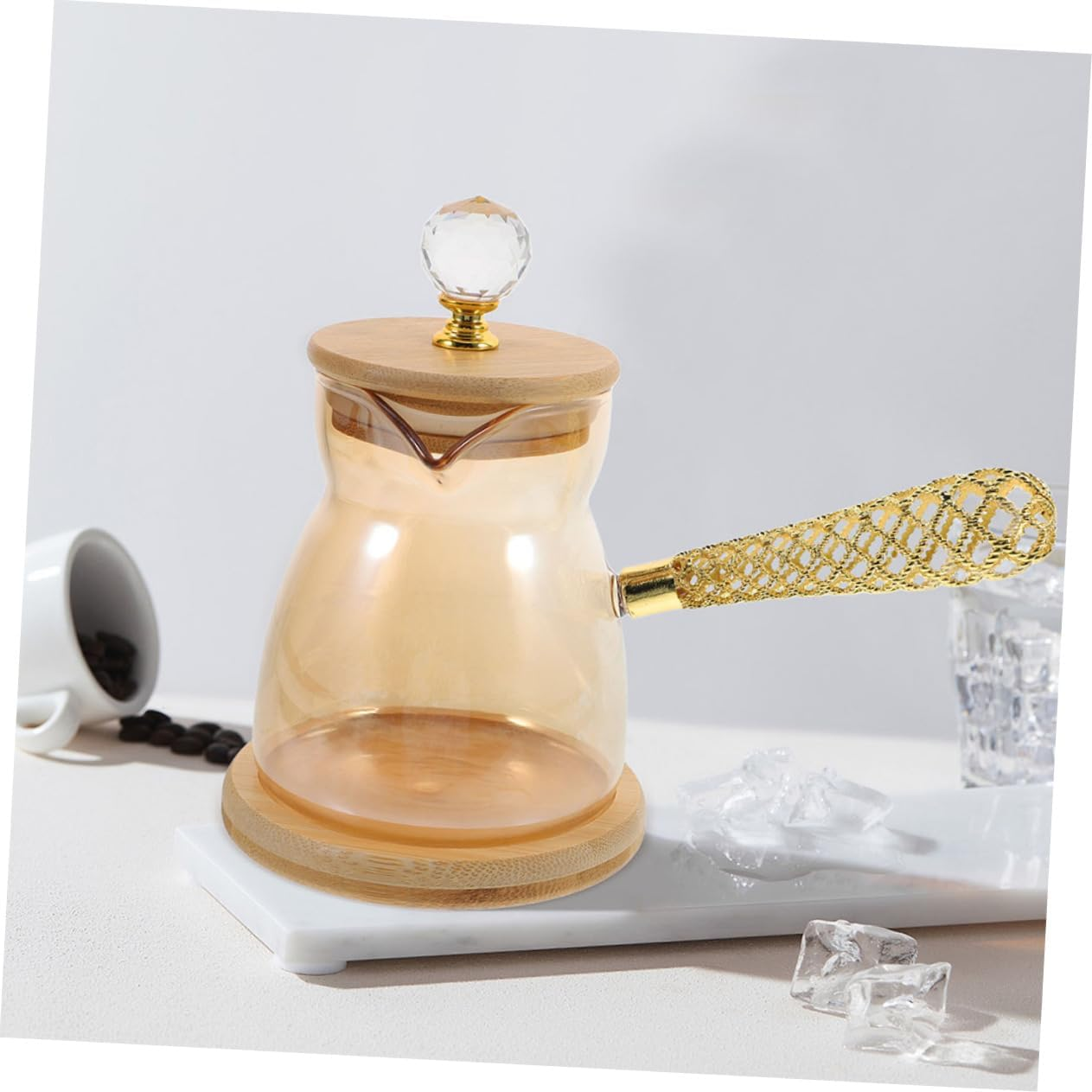 INOOMP 2Pcs Glass Turkish Coffee Maker Pot Side Handle Glass Teapot Small Milk Kettle for Home Kitchen Brew Tea image number 1