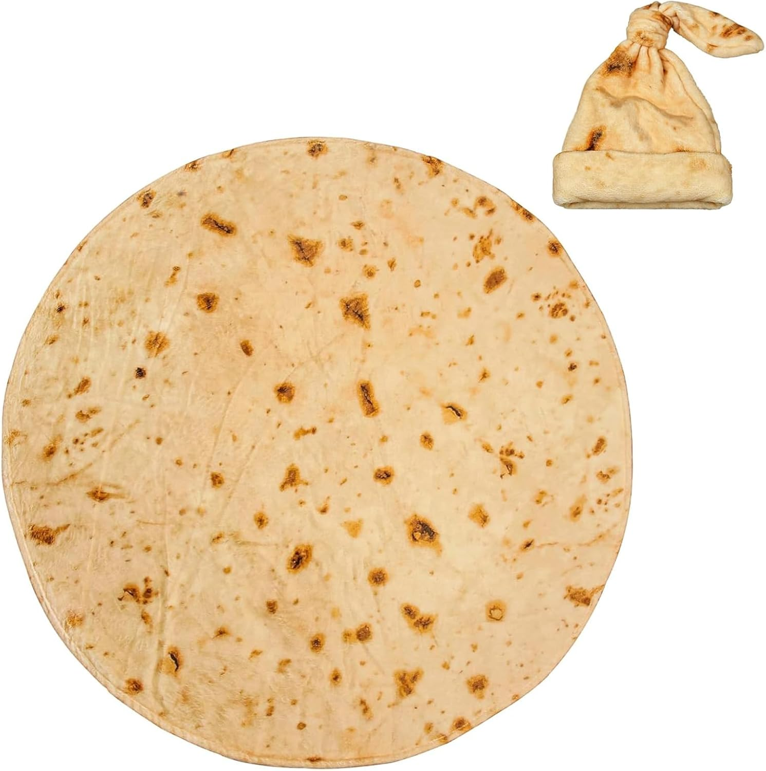 Flannel Burrito Blanket Set for Newborn Baby &ndash; Soft Breathable 86 Cm Lightweight Baby Swaddle Blanket with Realistic Tortilla Print image number 1