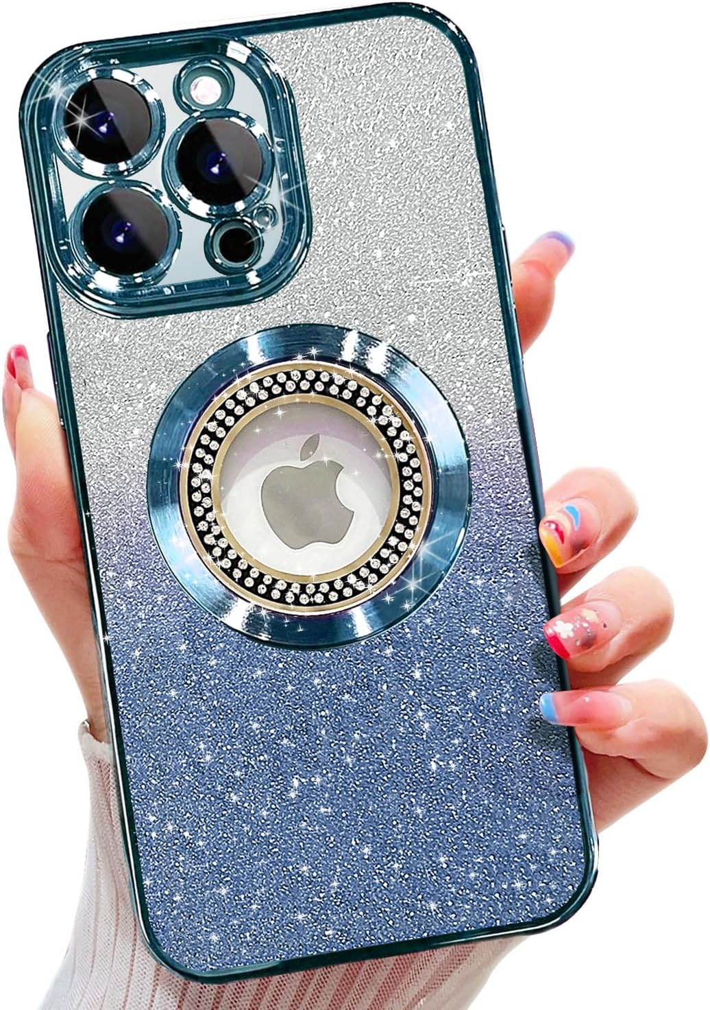 Case for Iphone 15 Pro, Compatible with Magsafe, with Camera Protection, Glitter Silicone Mobile Phone Case Compatible with Iphone 15 Pro, Shockproof, Scratch-Resistant, Cute Phone Case for Women And