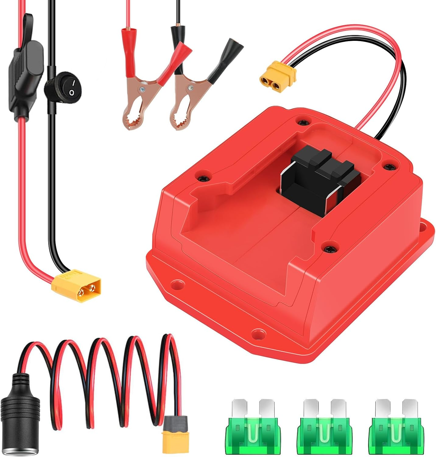 Car Jumper Cables for Milwaukee 18V M18 Batteries Car Jump Starter with Adapter Charger Cigarette Lighter Alligator Clip Fuse for Jump Starting Dead or Weak Cars Batteries (122CM) image number 6