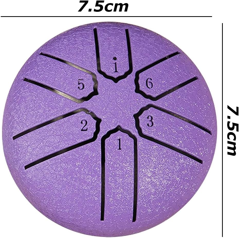 Rain Chime Drum, Steel Tongue Drum for Rain Outdoor, 3 Inches 6 Notes Sound Healing Drum Kit, Mini Hand Drum with Drumstick, Waterproof Musical Rain Drum for Garden (Purple)
