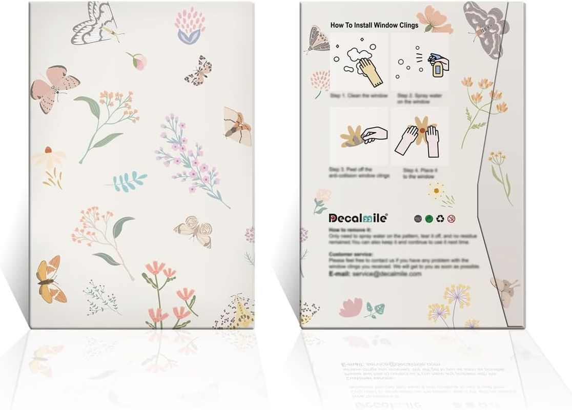 Decalmile Summer under the Sea Seaweed Double Sided Window Clings Ocean Grass Turtle Fish Window Decals Anti-Collision Glass Window Doors Window Stickers image number 2