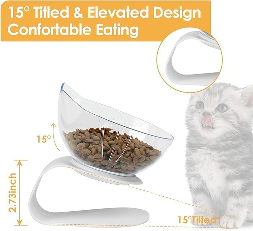 3Pcs Non-Slip Cat Bowl Holder, Liftable and Safe Pet Food or Water Bowls for Rabbits Indoor Puppies 41 * 14 * 14Cm Concepts 15&deg; (Black+White+Transparent) - Mix image number 5
