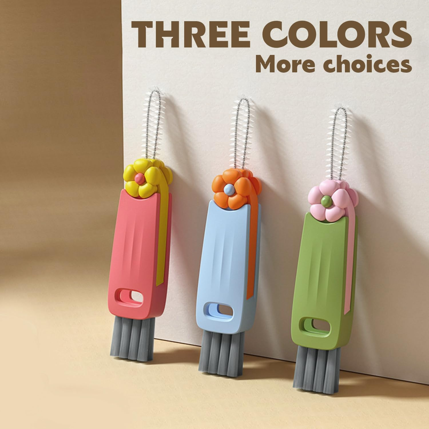 HRXFOZ 3 in 1 Cup Lid Cleaning Brush,Crevice Cleaning Brush for Bottle Gap Tight Spaces Cup,3 in 1 Multifunctional Cleaning Brush Portable Cup Lid Cleaner with Brush (3 PCS)