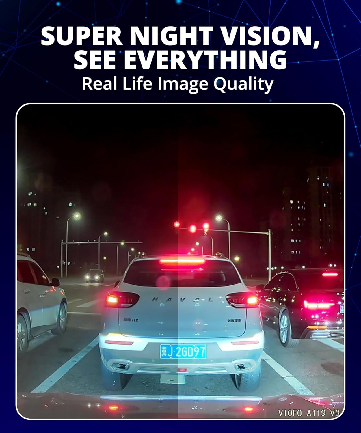 VIOFO A119 V3 2K Dash Cam 2560X1600P Quad HD+ Car Dash Camera, Ultra Clear Night Vision, 140-Degree Wide Angle, GPS Included, Buffered Parking Mode, True HDR, Motion Detection, G-Sensor, Time Lapse