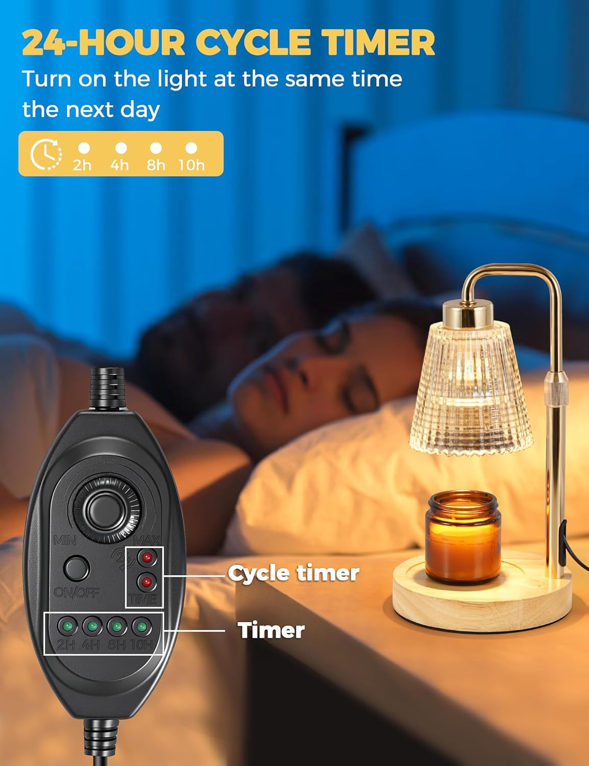 GODONLIF Candle Warmer Lamp with Timer Dimmable, Birthday Gifts for Women Mom, House Warming Gifts New Home Decor, Wax Melt Warmer for Jar Candles with 2 Bulbs image number 4