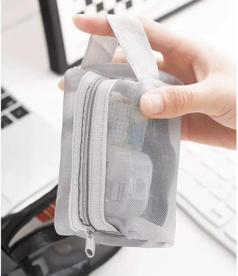 3Pcs Portable Square Mesh Storage Bag,Zippered Mesh Cosmetic Bag,Small Square Coin Purse Travel Storage Carry Pouch (Style, One Size) image number 2