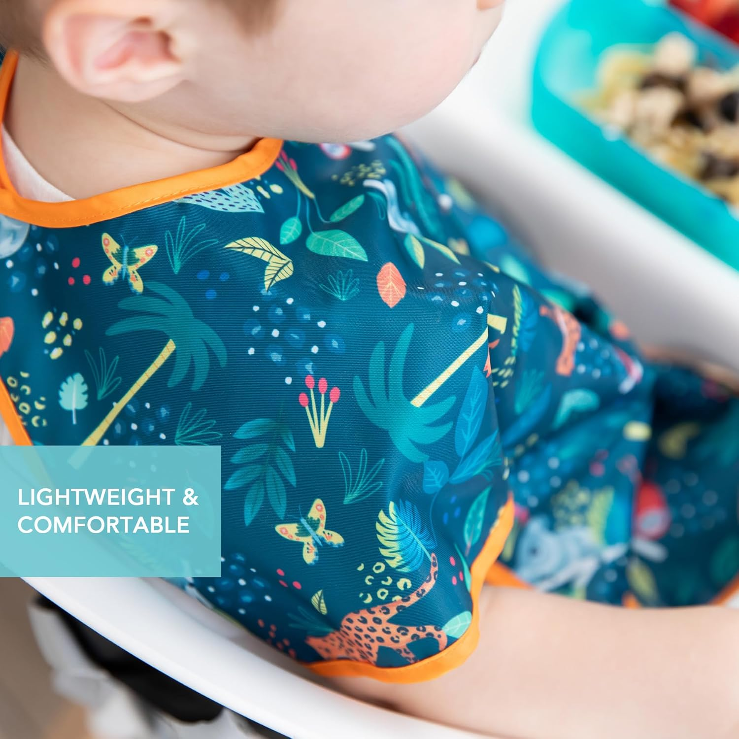 Bumkins Junior Bib, Short Sleeve Toddler Bib, Smock for Kids 1-3 Years, Waterproof Fabric &ndash; Jungle, 15X16 Inch (Pack of 1) image number 1