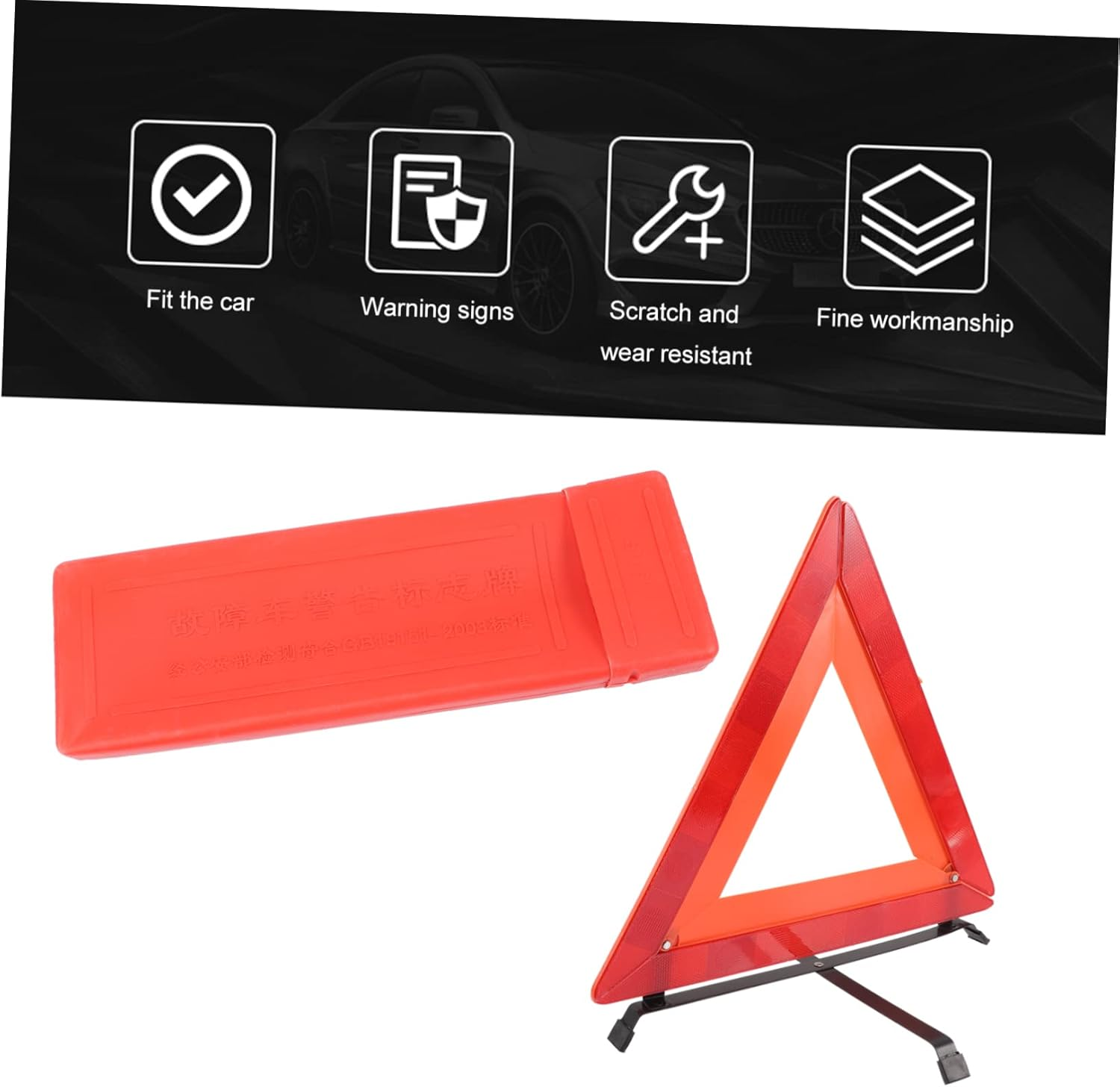 KICHOUSE Warning Triangle Reflective Roadside Triangles Reflector Car Essentials image number 5