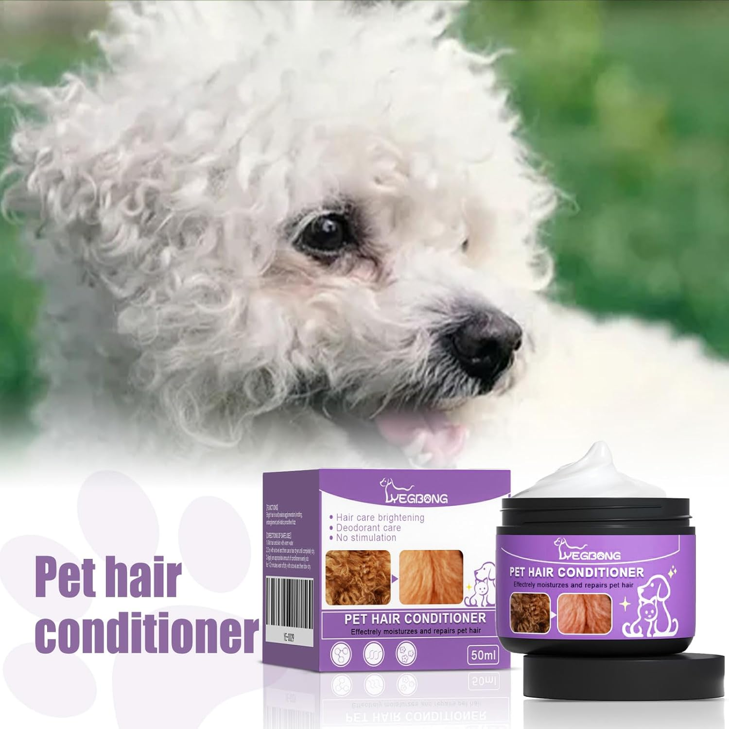 Hair Conditioner for Dogs,Pet Hair Conditioner,Natural Coat Conditioner for Pet Grooming,Gentle Moisturize Skin Dog Skim Cream,Pet Hair Conditioner Makes Hair Fluffy image number 1
