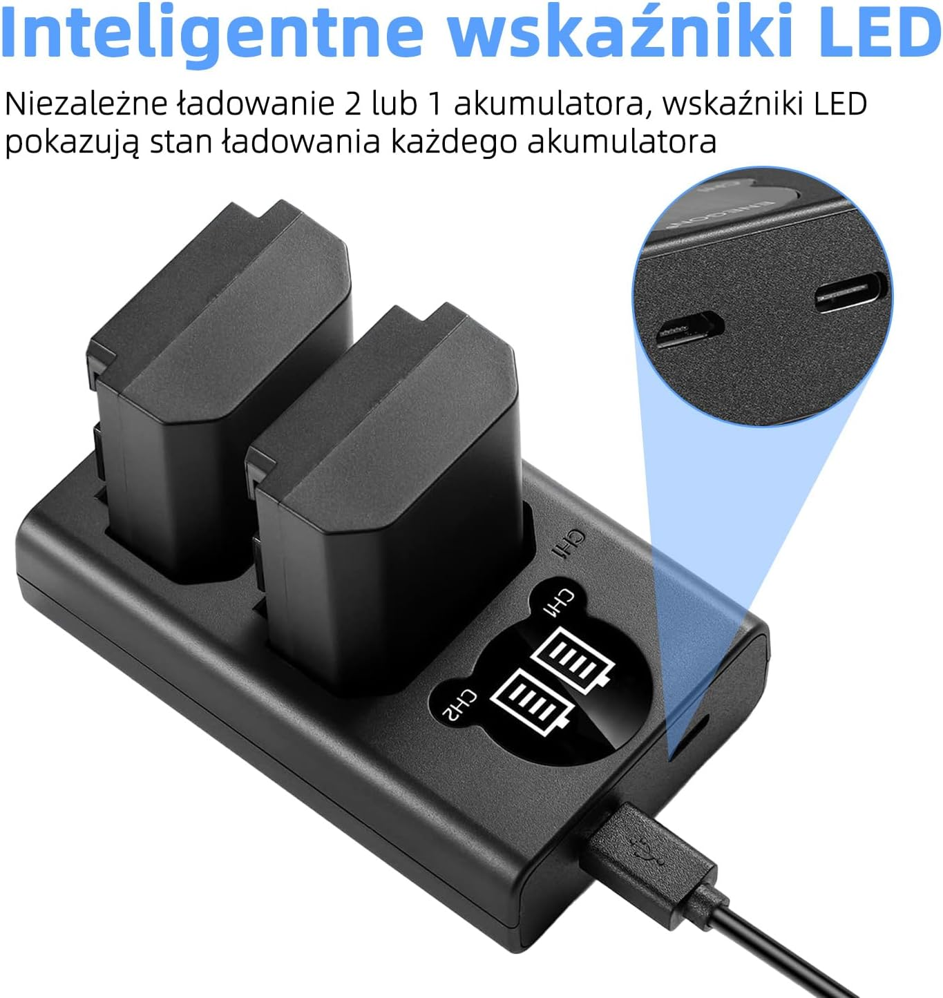 KWTOUL Dual USB Charger for Sony NP-FZ100 Battery, Compatible with Sony ZV-E1, FX3, FX30, A1, A9 II, A7R V, A7S III, A7 IV, A6600, A7C Cameras, Designed with LCD Display, Versatile Charging Options image number 1