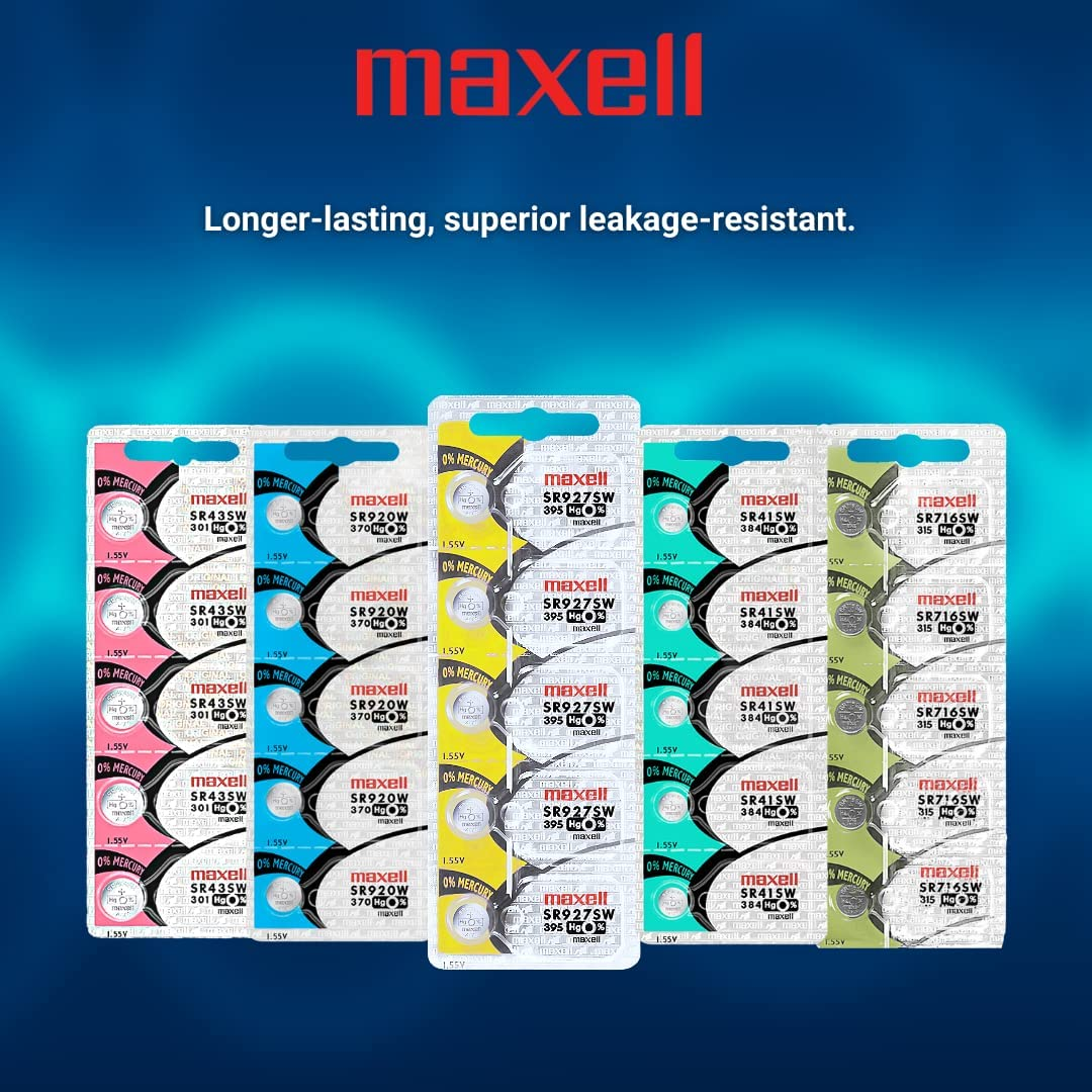 Maxell Sr927Sw 395 Silver Oxide Cell Pack of 5 Made in Japan image number 3