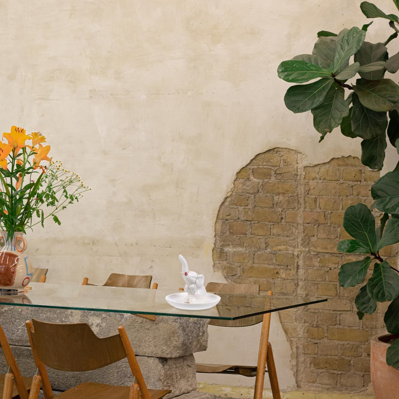 SAFIGLE Elephant Ceramic Tray - Unique Jewelry Dish Organizer for Rings Earrings Necklaces and Bracelets - Perfect Home Decor and Gift Idea