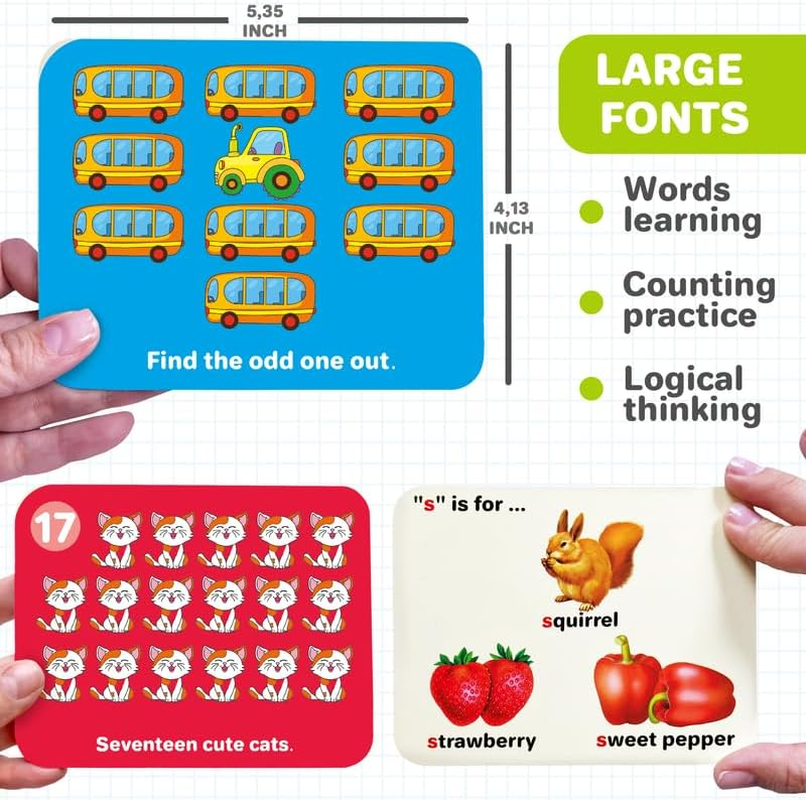 QUOKKA ABC Learning Flash Cards for Toddlers 2-4 Years - 120 Flashcards for Kids 1-2 in a Bag - Alphabet Numbers Letters Preschool Activities Ages 4-8 Speech Therapy Toys 1-3-5 Yo