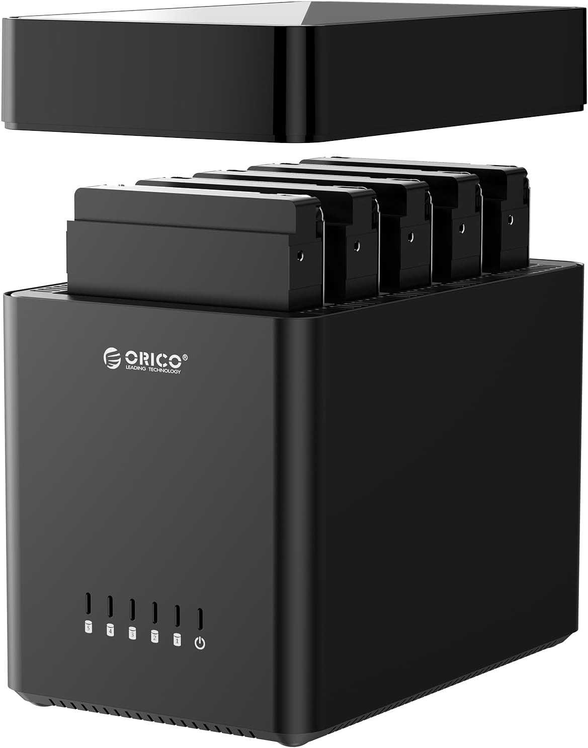 ORICO 5 Bay 3.5 Inch Hard Drive Enclosure USB C to SATA Magnetic Tool-Free External HDD Enclosure with 12V/6.5A Power Adapter for Family Storage Expansion up to 90Tb(5X18) - DS500C3 image number 1