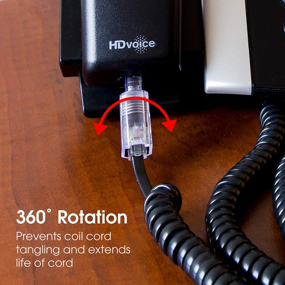 Power Gear Telephone Cord Detangler, Tangle-Free 360 Degree Rotation, Plug into Landline Phone Handset, for Use in Home or Office, All Brands, Black, 27637 image number 1