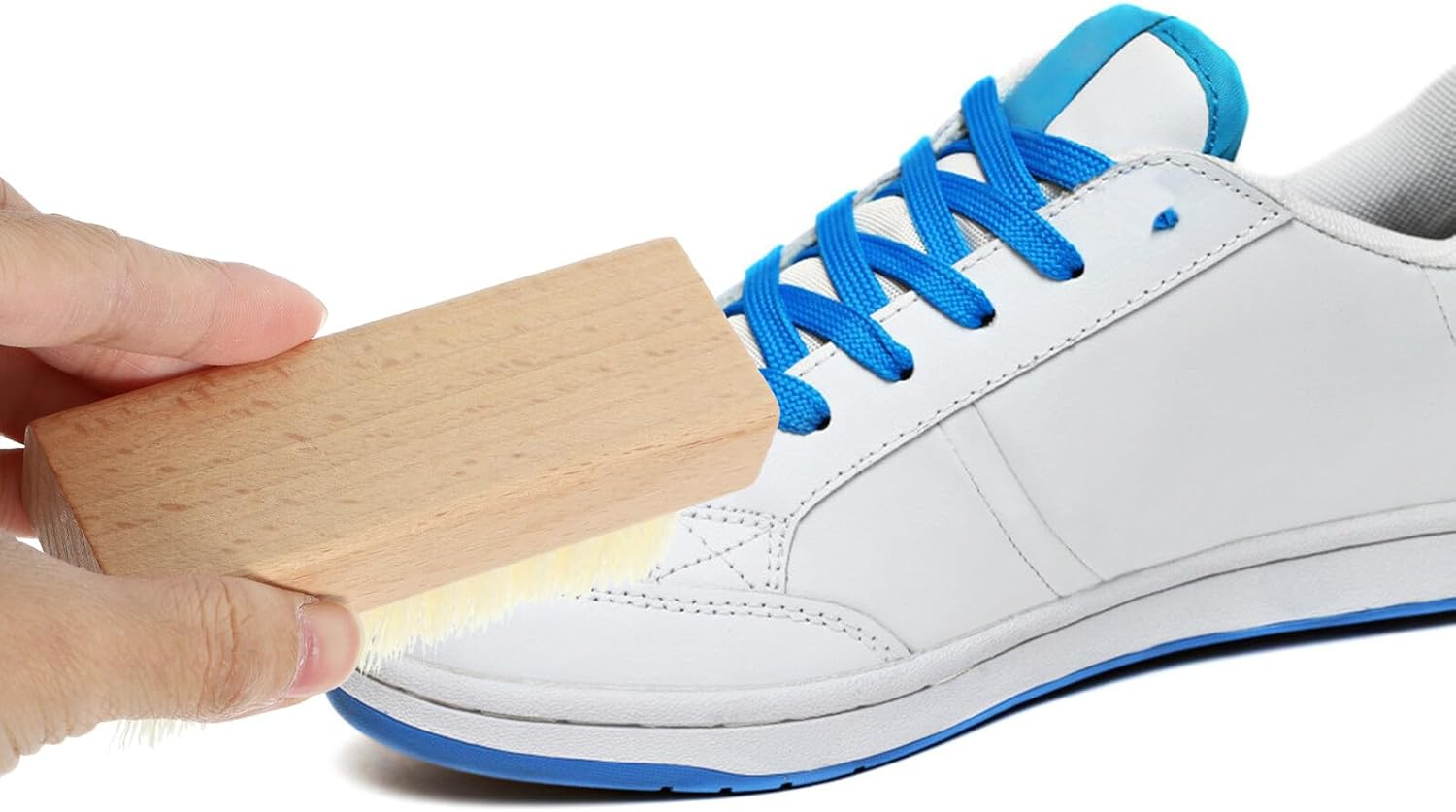 Healvian Cleaning Brush Scrub Brush 2Pcs Wood Handle Soft and Hard Bristles for Clothes Shoes Bathtub Daily Household Use image number 6