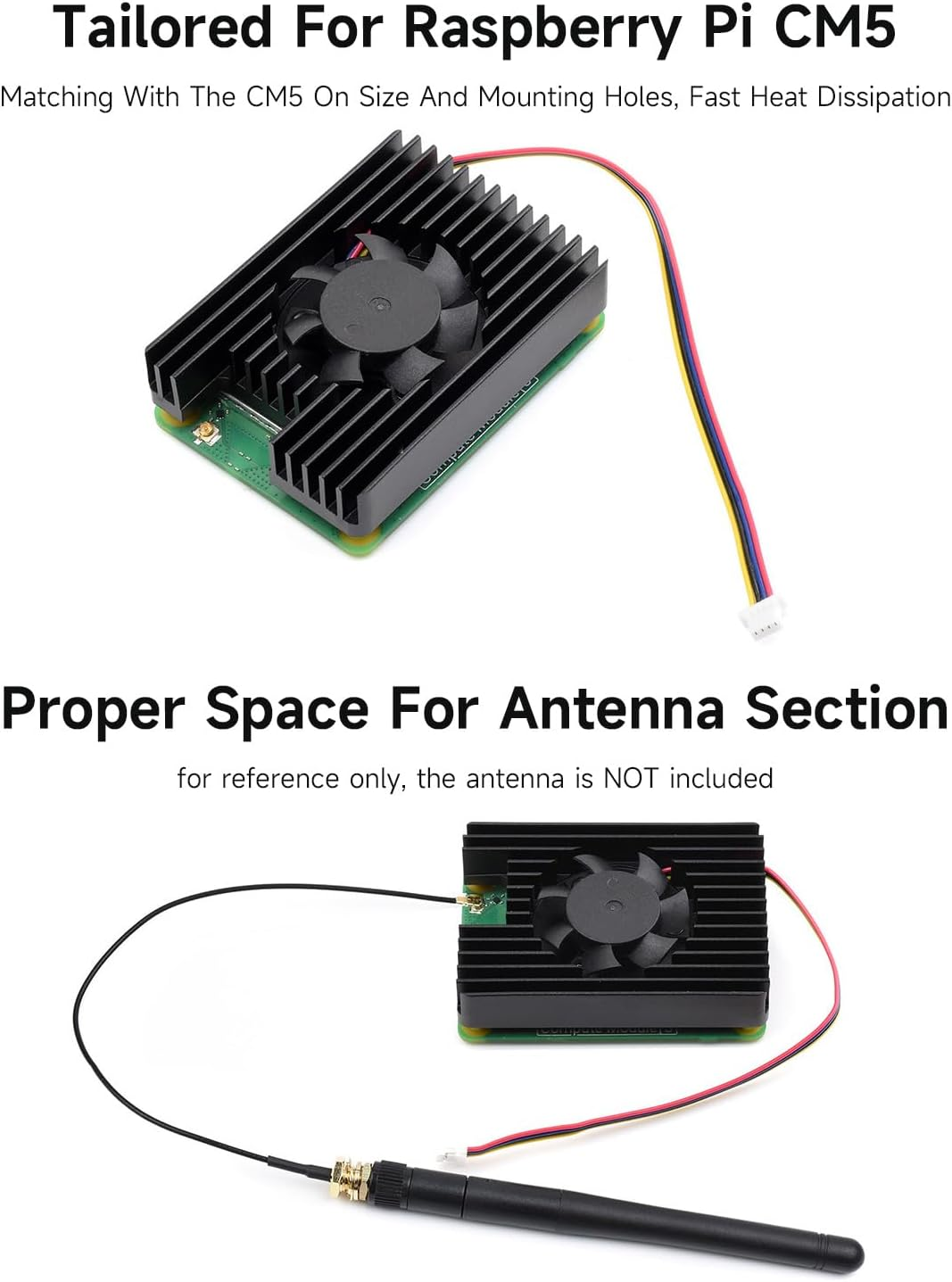 Waveshare CM5 Dedicated All-In-One 3007 Cooling Fan, Compatible with Raspberry Pi Compute Module 5, 5V Power Supply, Speed Adjustable, with Thermal Tapes image number 2