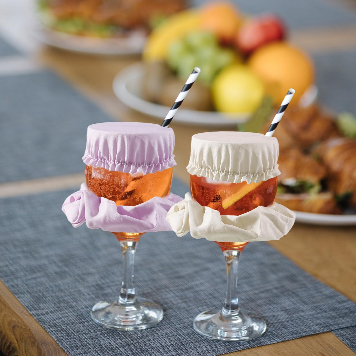 Glamifyr Pack of 6 Cap Scrunchie Hair Band Drink Cover, KO Drop Protection Bracelet, Drink Protection Lid, Drink Covers, Anti-Spike with Straw Hole, Reusable anti Spike Drink Covers image number 6