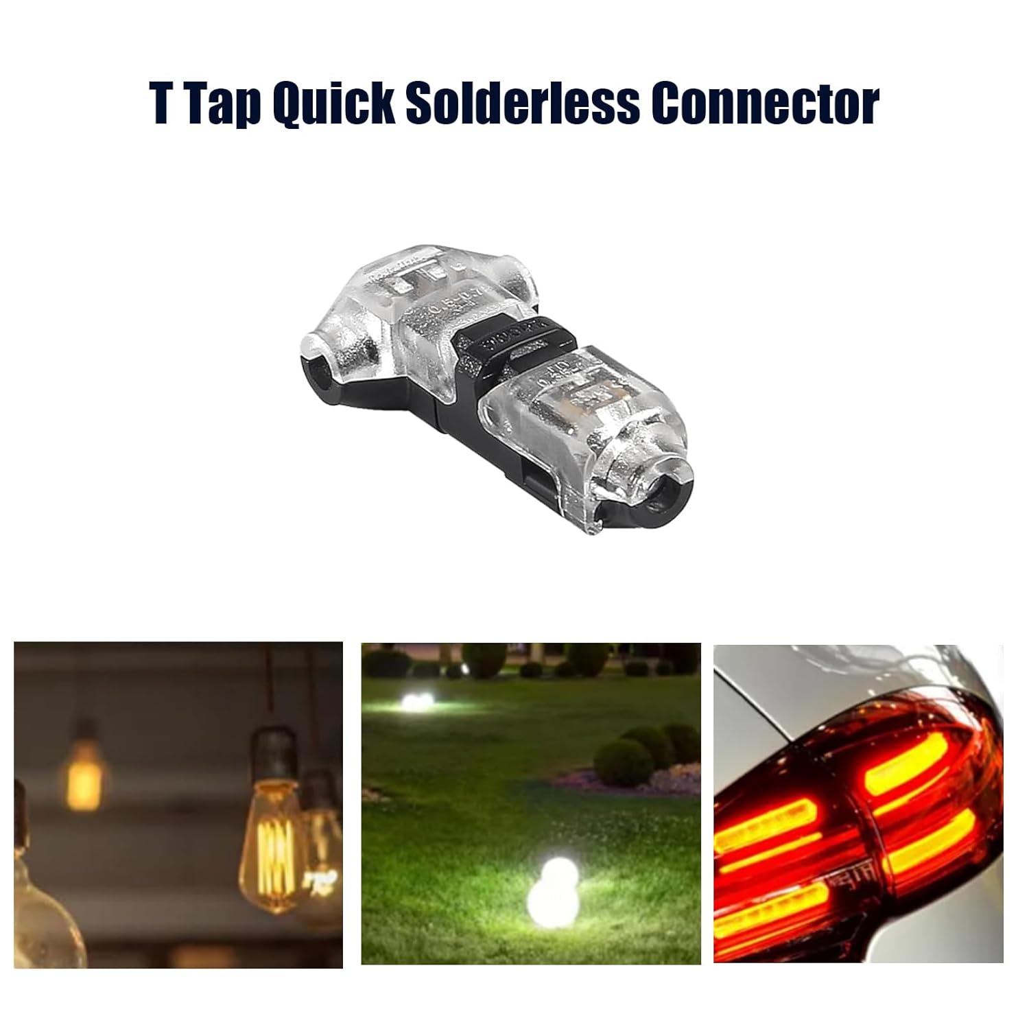 DIANN 10Pcs Low Voltage Wire Splice Connectors T Tap Quick Solderless Connector 1 Pin Rock Solid Connector for 20/22 AWG Cable for Automotive Vehicle Audio Video Lighting image number 3