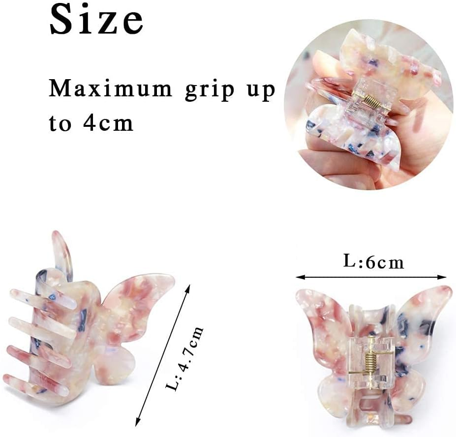 Butterfly Hair Clip for Thick Hair, Pack of 2 Butterfly Hair Clips for Women, Butterfly, Cute Hair Claw, Pine Clips, Acetate Butterfly Hair Accessories for Girls image number 5