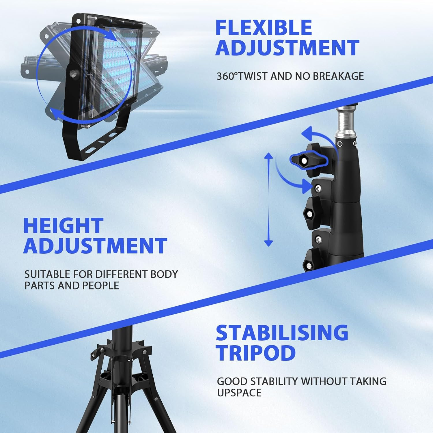 Ikeener anning Lamp Solarium for Home, 50W Sun Lamp with Adjustable Stand for Face and Body, Face anning Lamp with 2 Modes and 5 Brightness image number 4